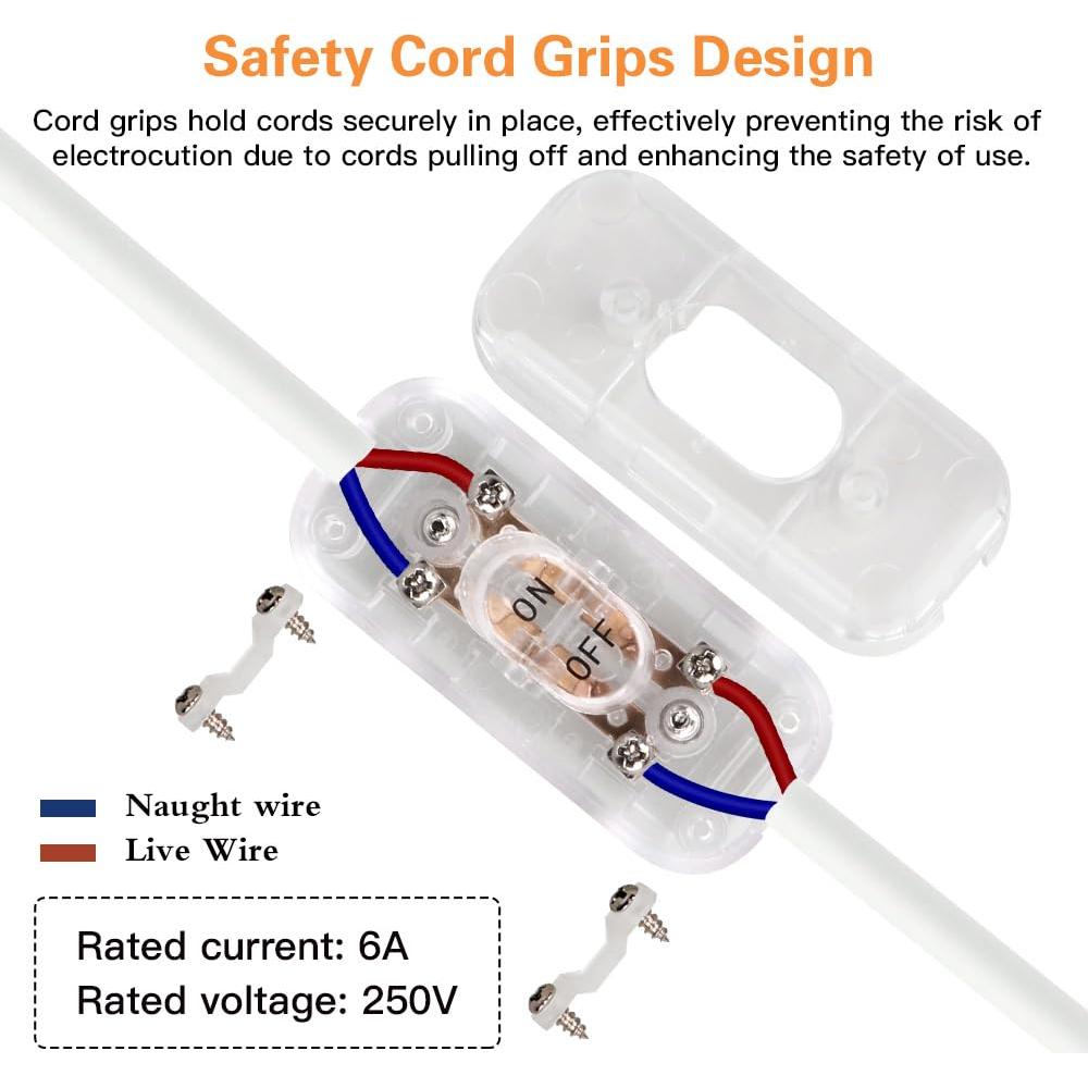 Interruptor en Línea Helunsi 2 Pcs ON/OFF 6A 250V Claro