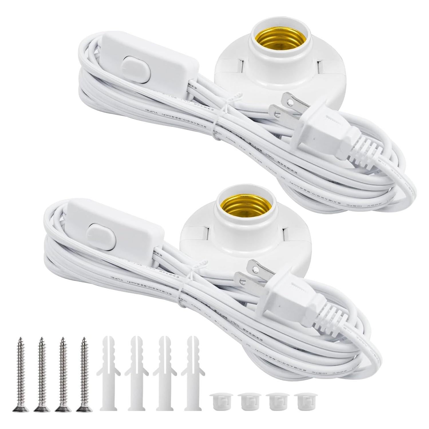 Portalámpara E26/E27 con Cable de 2.99m y Interruptor - Paquete de 2