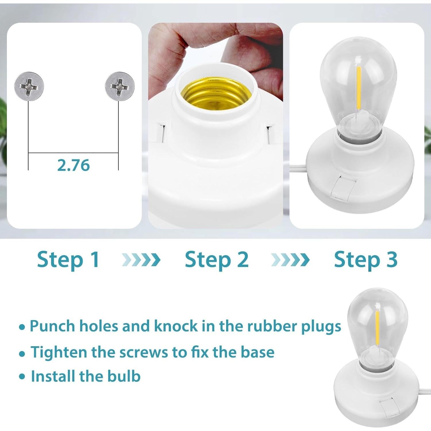 Portalámpara E26/E27 con Cable de 2.99m y Interruptor - Paquete de 2