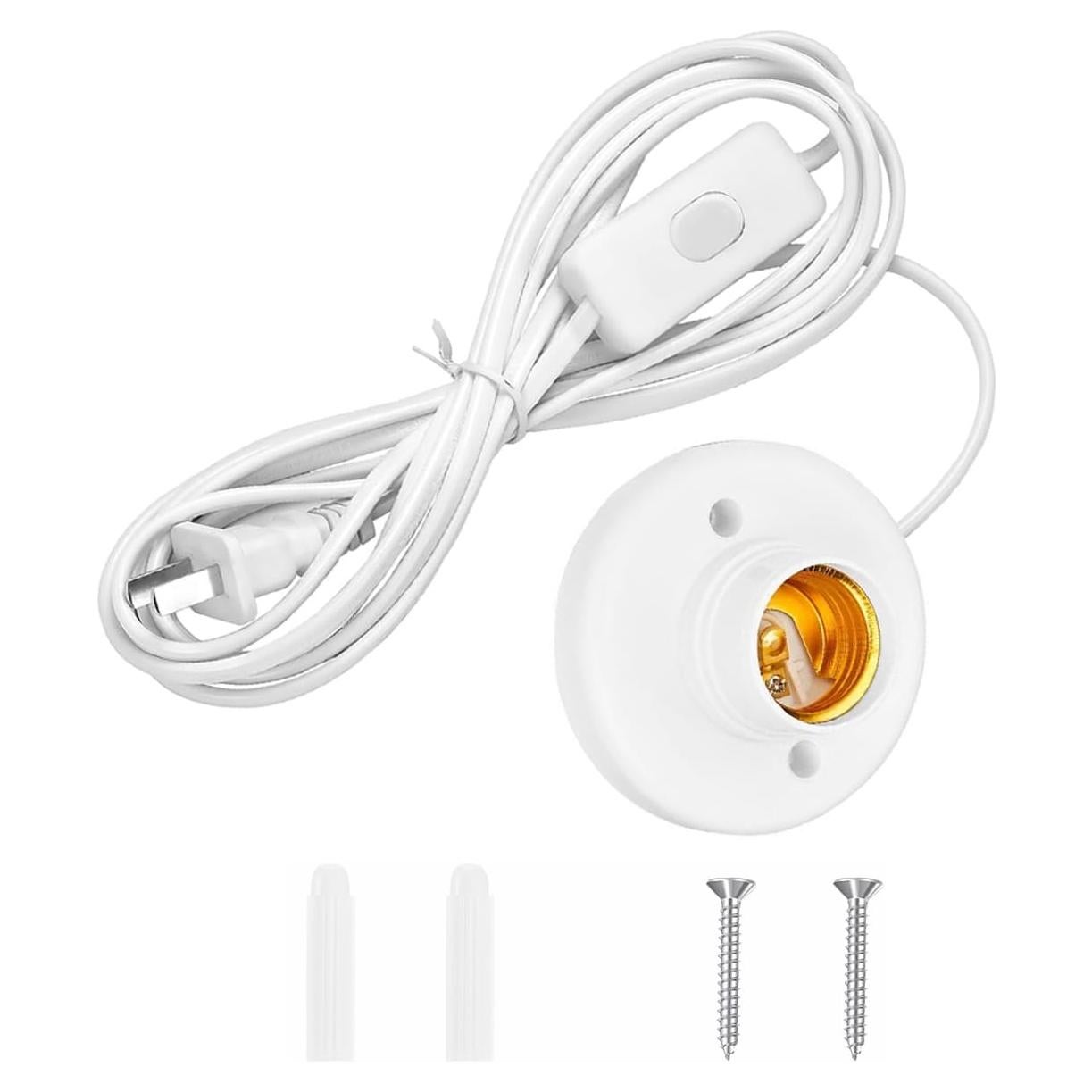 Base de bombilla E26/E27 con cable de 6 metros y interruptor