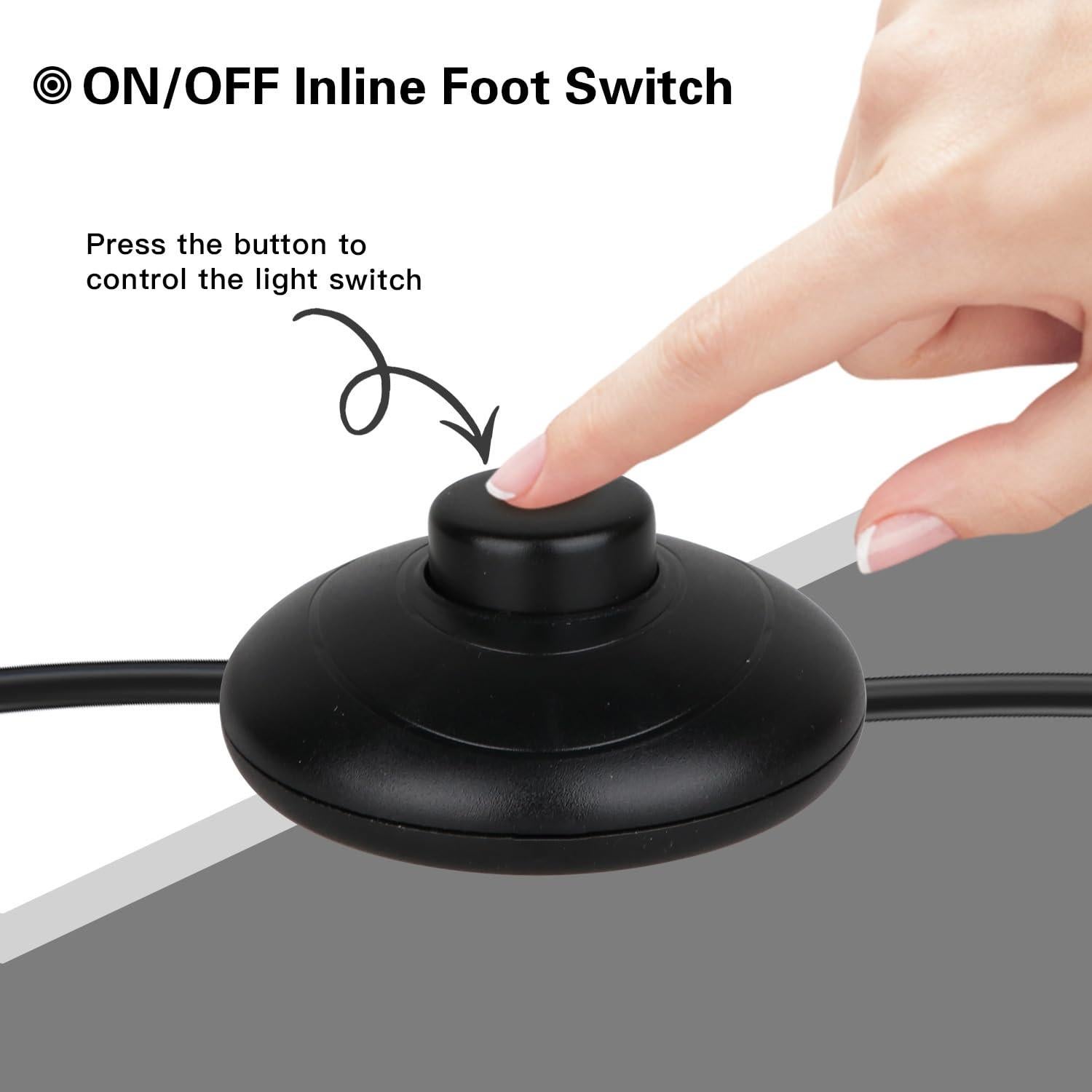 Interruptor de Pie Helunsi para Lámpara de Suelo Negro 1Pcs