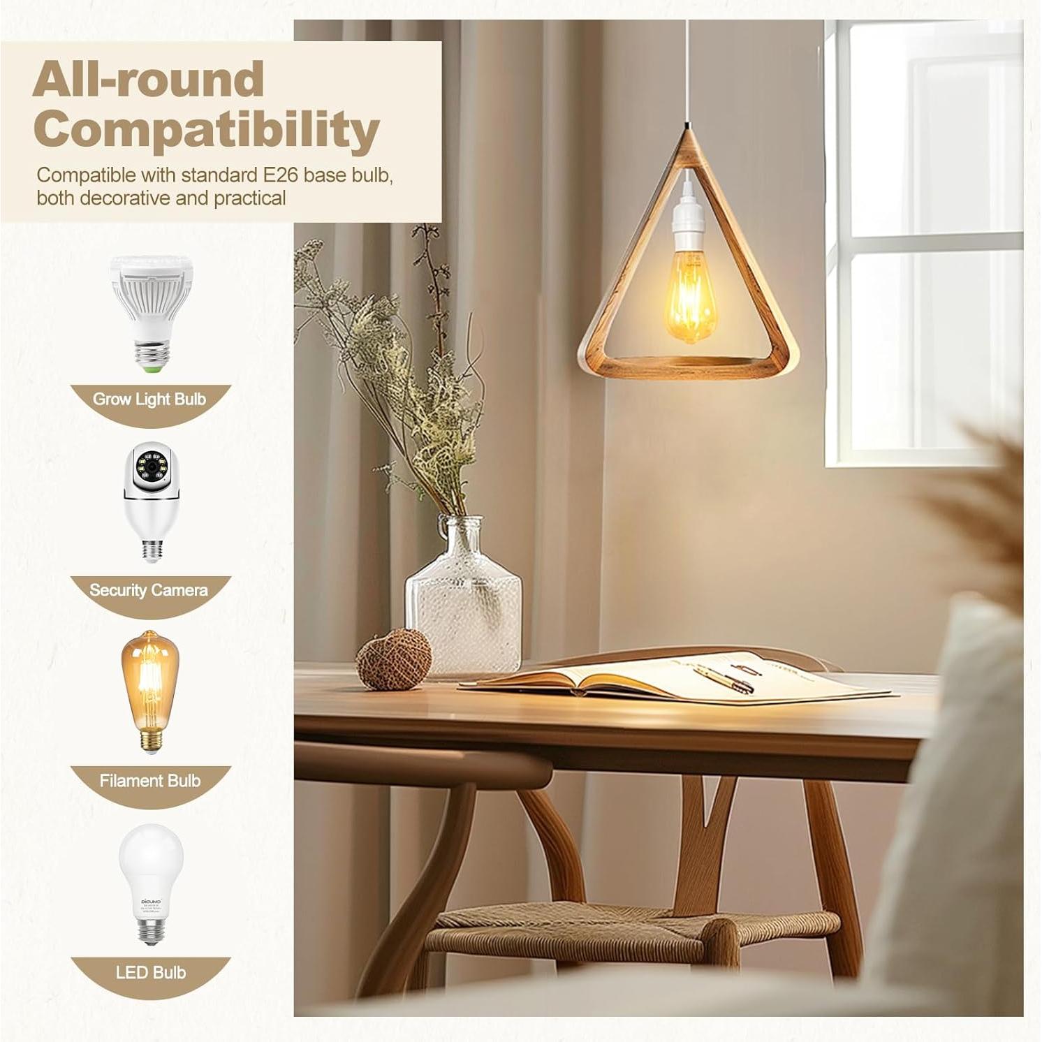 Cable de Extensión Colgante DiCUNO E26 6m con Interruptor - Paquete de 2