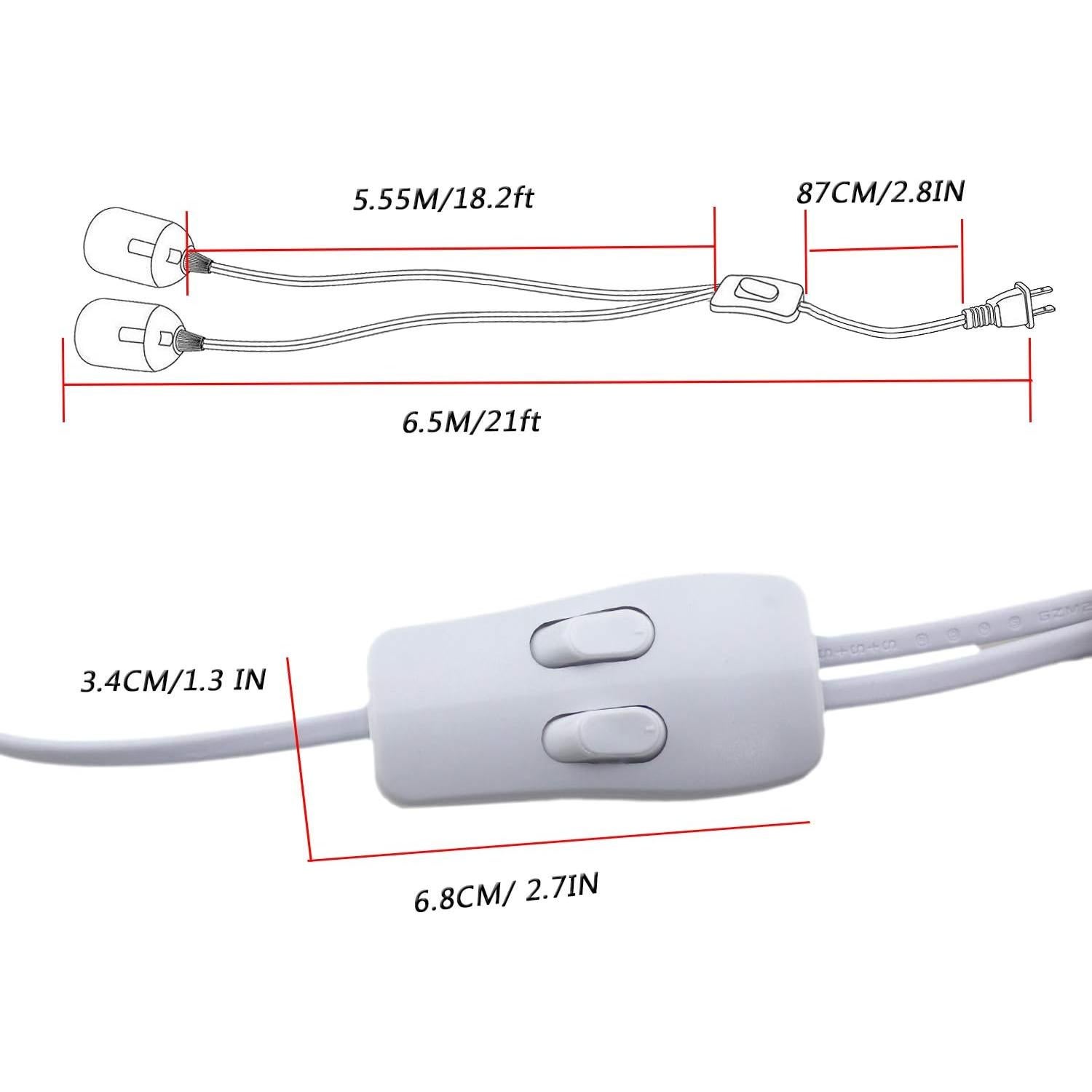 Enchufe de Luz Colgante Rextin E26/E27 6.5m con Interruptor