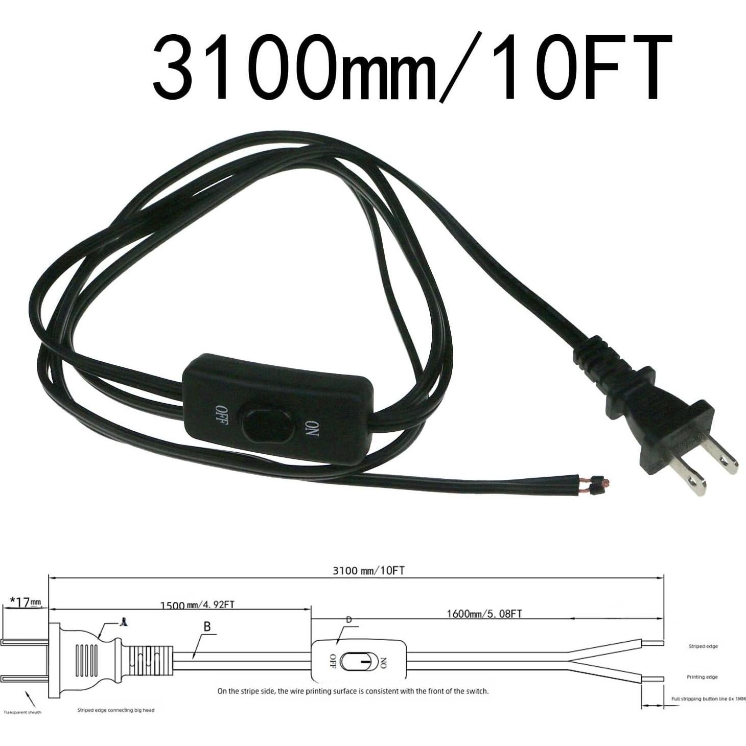 Cable de Lámpara 3 Metros con Interruptor 18AWG HBFBZM