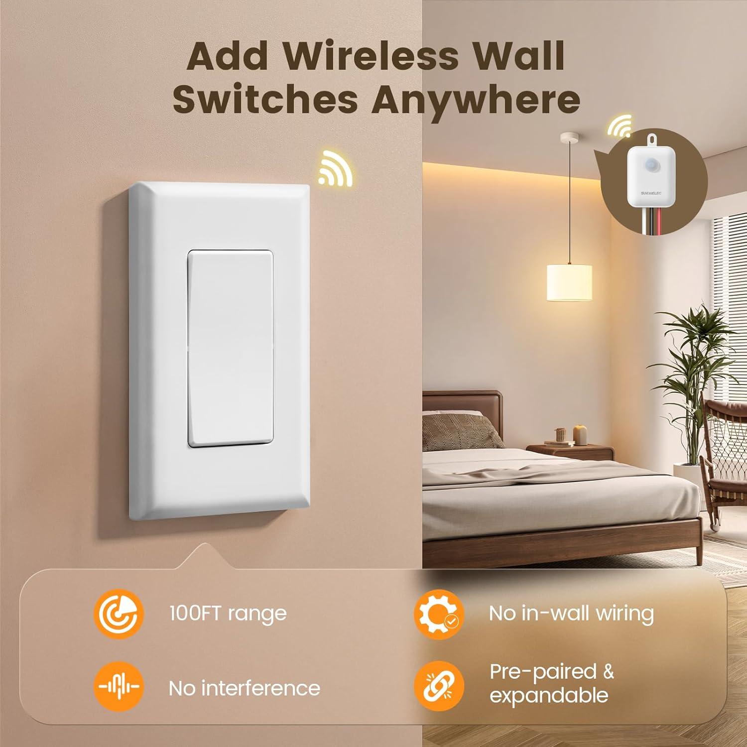 Kit Interruptor Luz Inalámbrico SURAIELEC 15A 30.48m RF