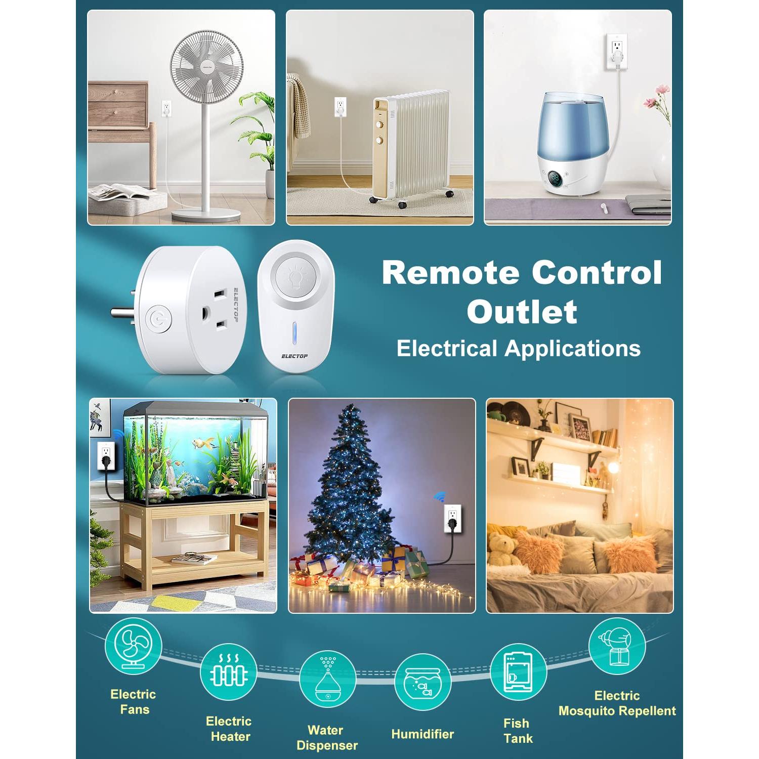 Enchufe Inalámbrico Control Remoto ELECTOP 15A 1500W Blanco