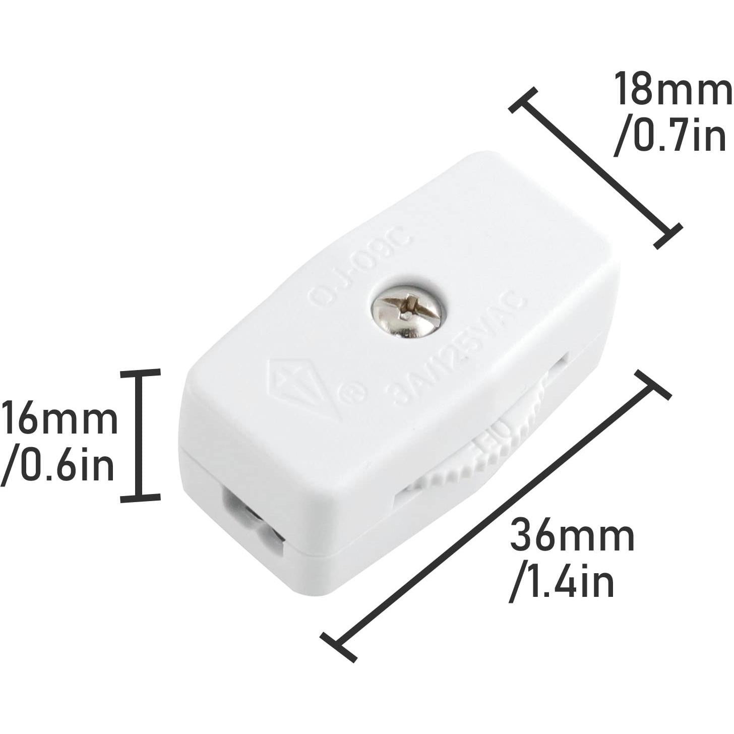 Interruptor de Cable Rotativo Blanco JJHXSM SPT-2 2 Pcs
