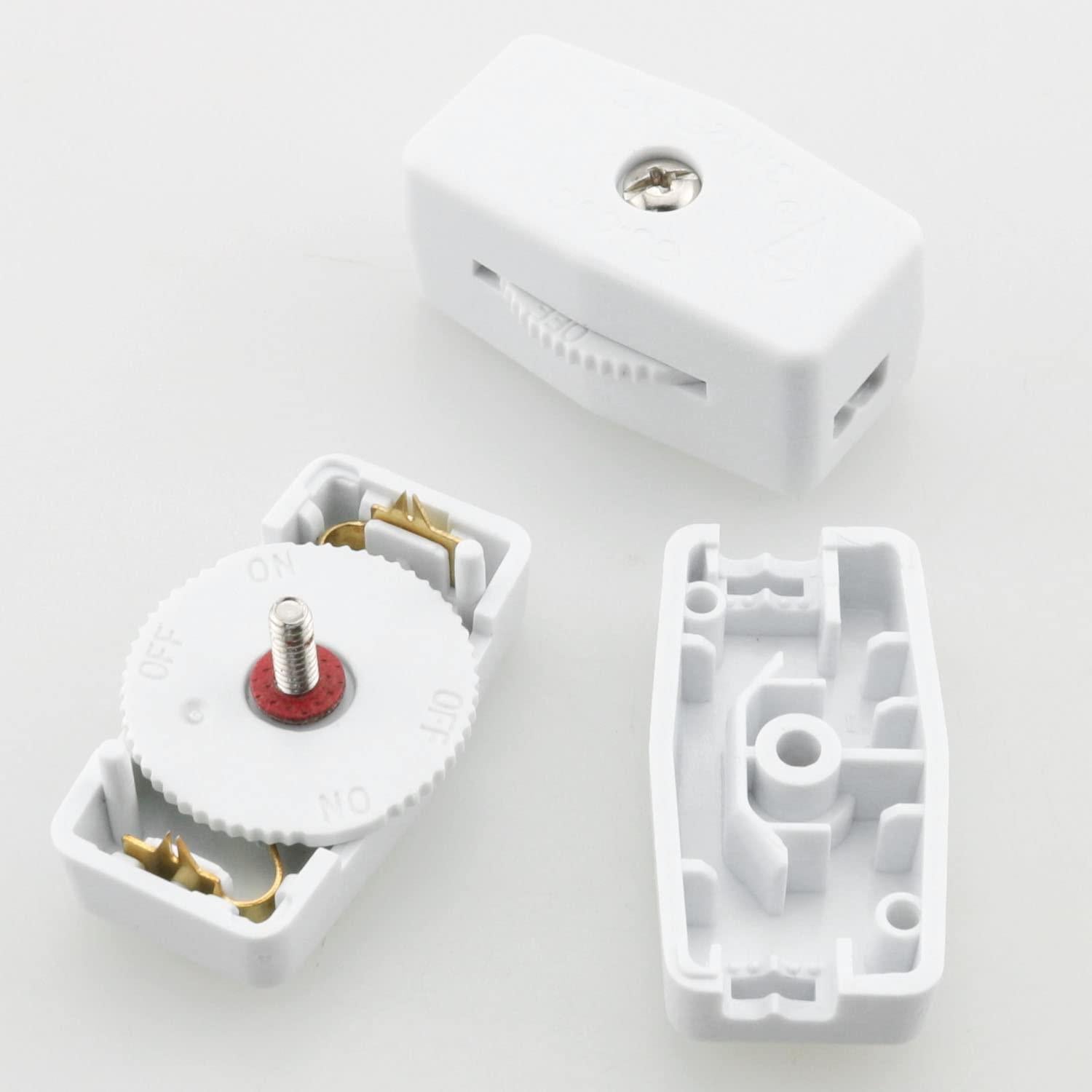 Interruptor de Cable Rotativo Blanco JJHXSM SPT-2 2 Pcs