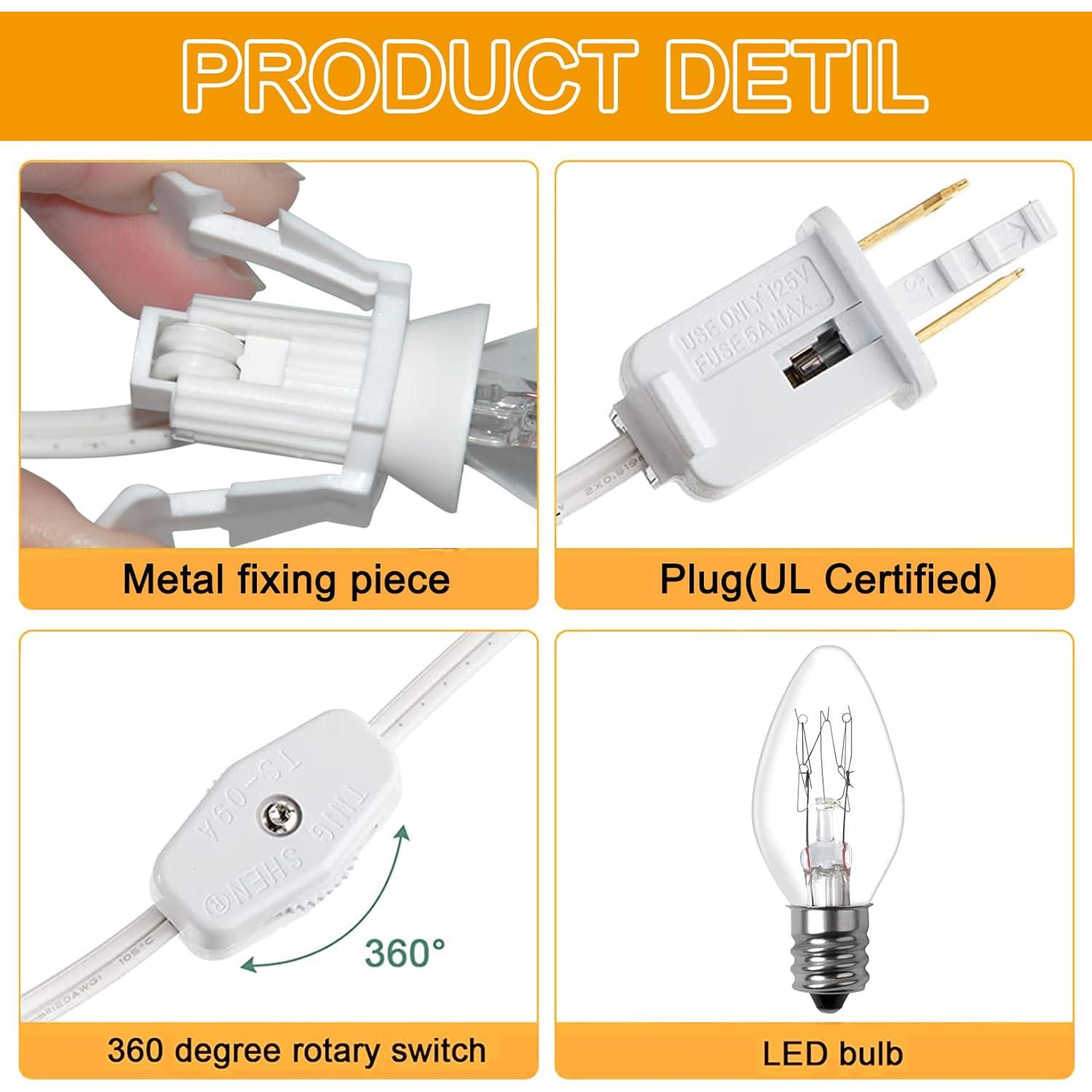 Juego de 4 Cuerdas de Luz C7 Goothy 1.83m con Bombillas
