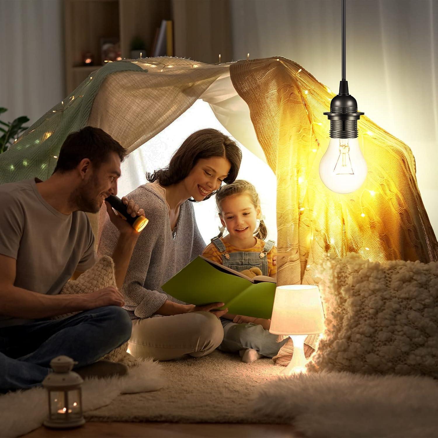 Kit de Cable de Luz Colgante Reginary 6 Piezas E27 4.5m Negro