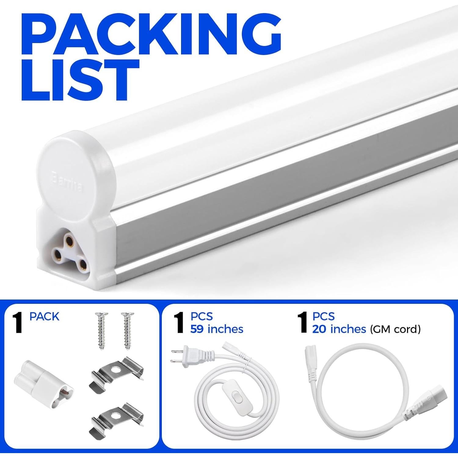 Luz LED Barrina T5 4FT 20W 2200lm 6500K Blanco Brillante