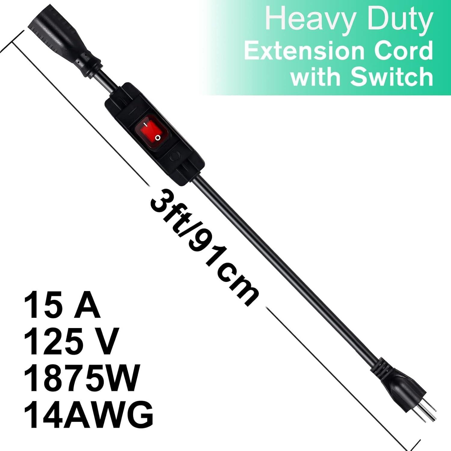 Cable de extensión impermeable 0.91m Makevivi con interruptor