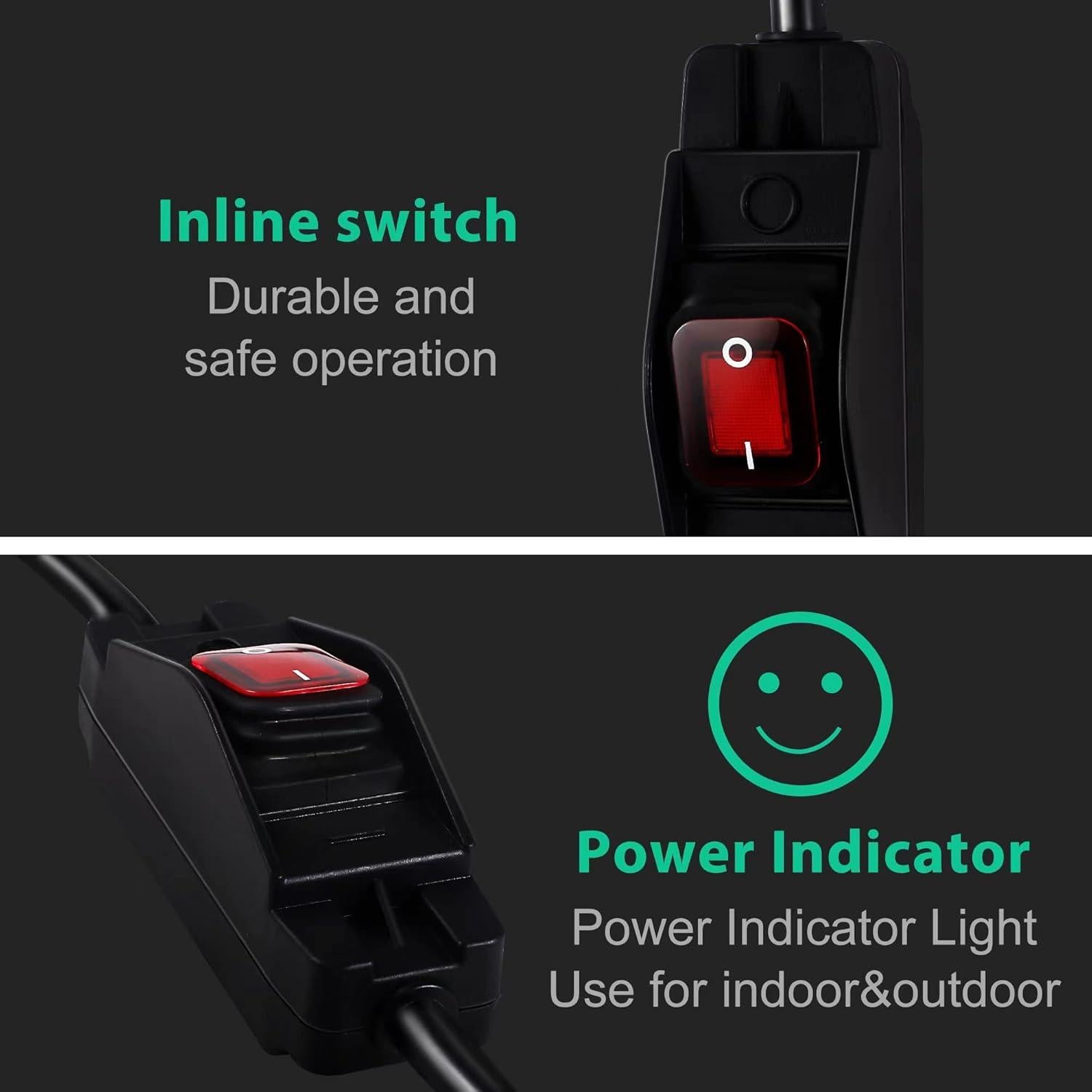 Cable de extensión impermeable 0.91m Makevivi con interruptor