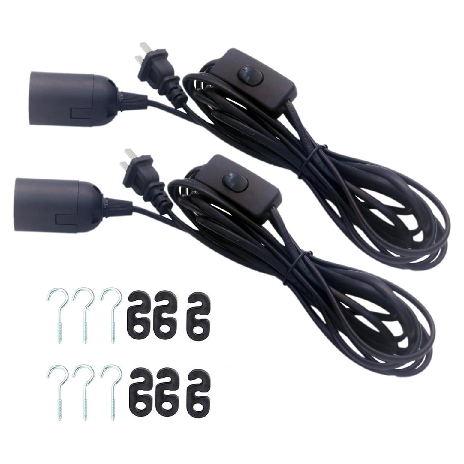 Cordón de luz colgante Rextin 2pcs 4m E26/E27 con interruptor