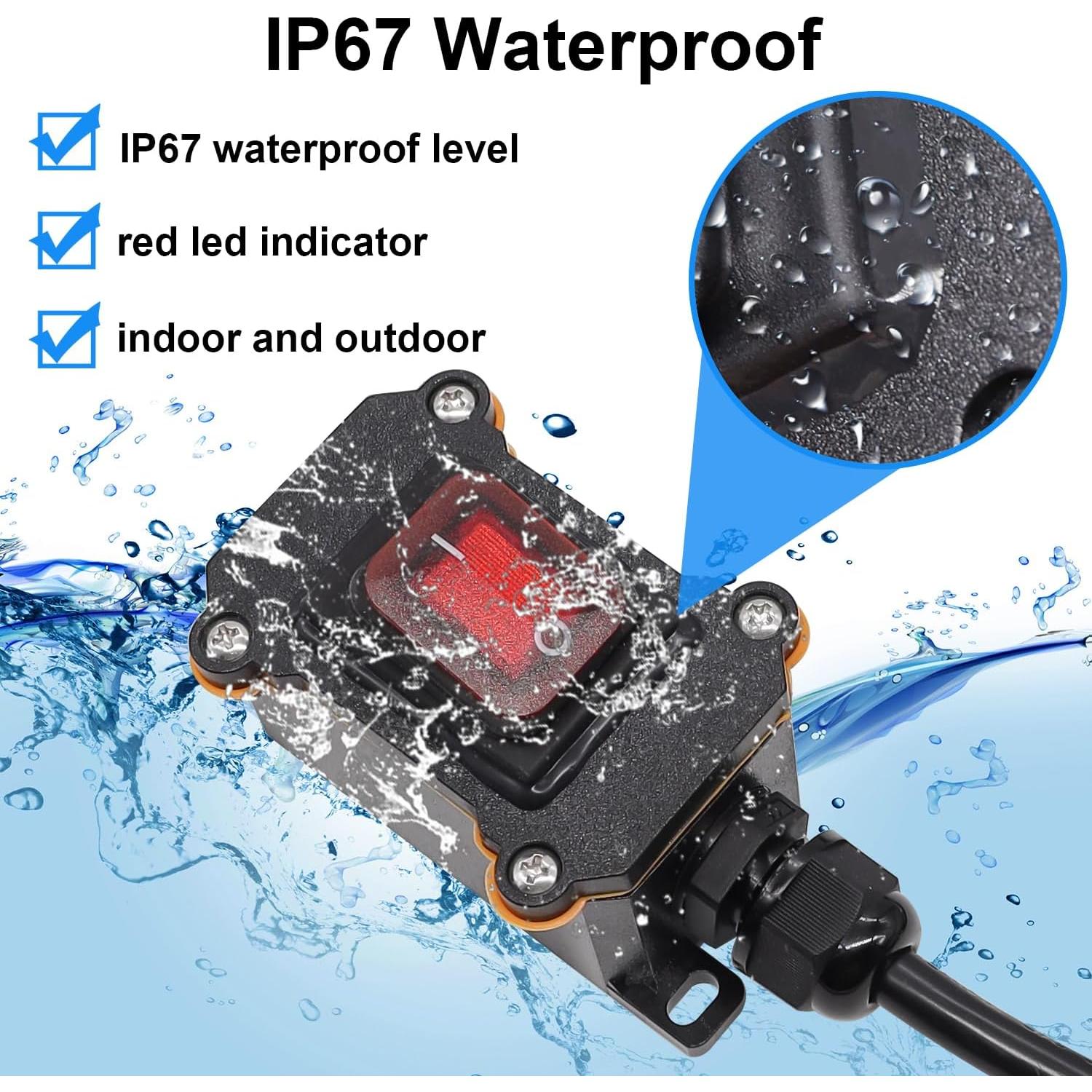 Interruptor de Cable en Línea IP67 TWTADE 4FT 20A/125V