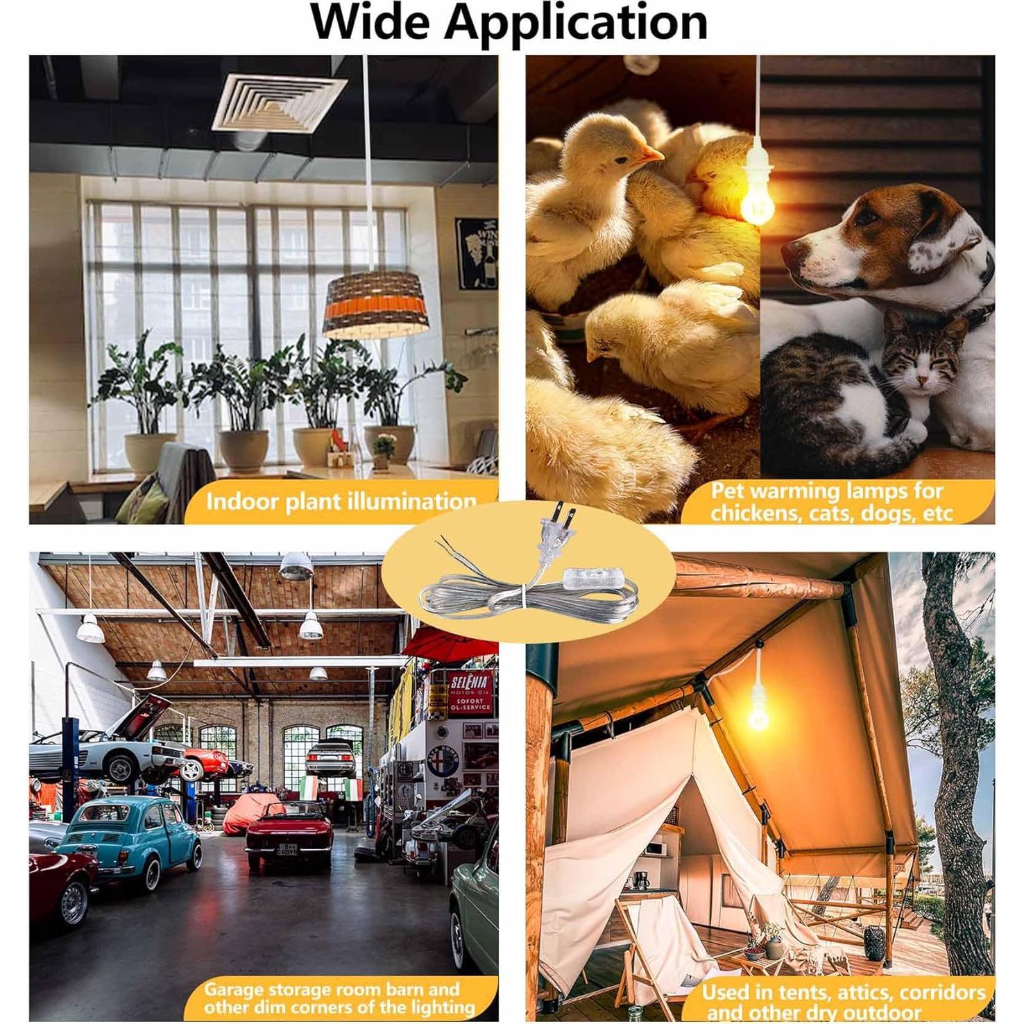 Paquete de 2 Cables de Lámpara Transparentes 2.44m con Interruptor