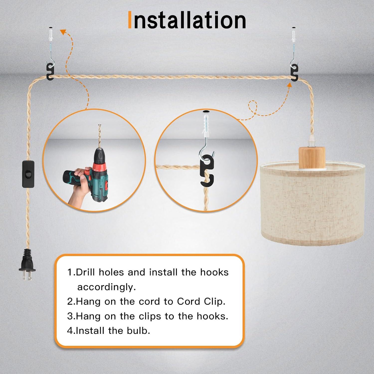Cuerda de luz colgante Zevnico 4.57m con anillo y enchufe