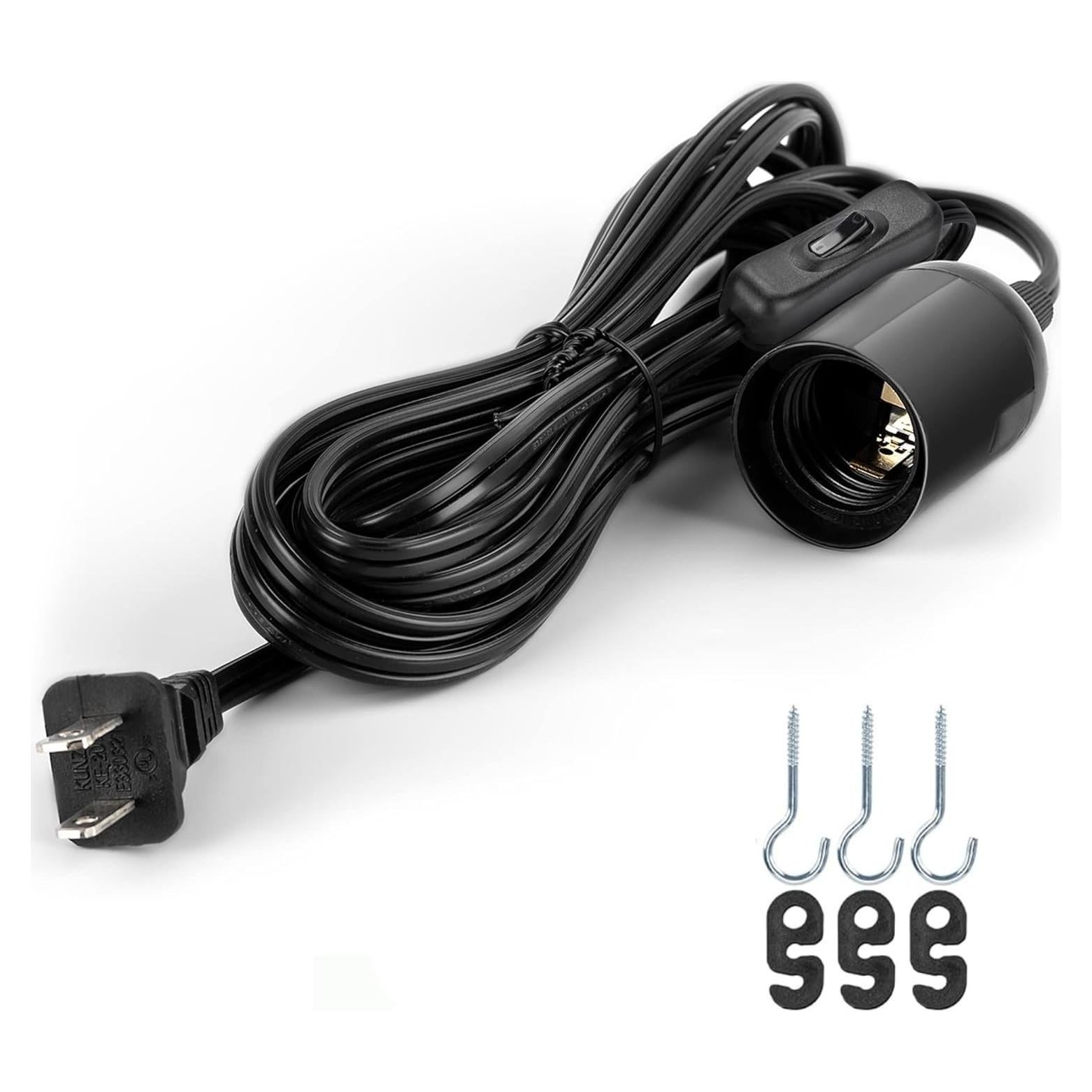 Cable de Lámpara Colgante JACKYLED 20 pies Negro E26 E27