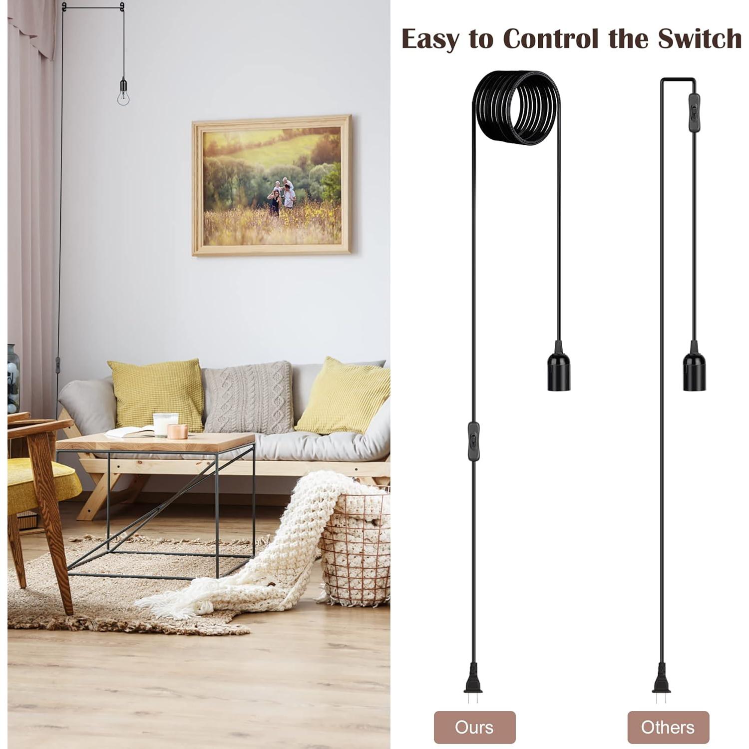 Cable de Lámpara Colgante JACKYLED 20 pies Negro E26 E27