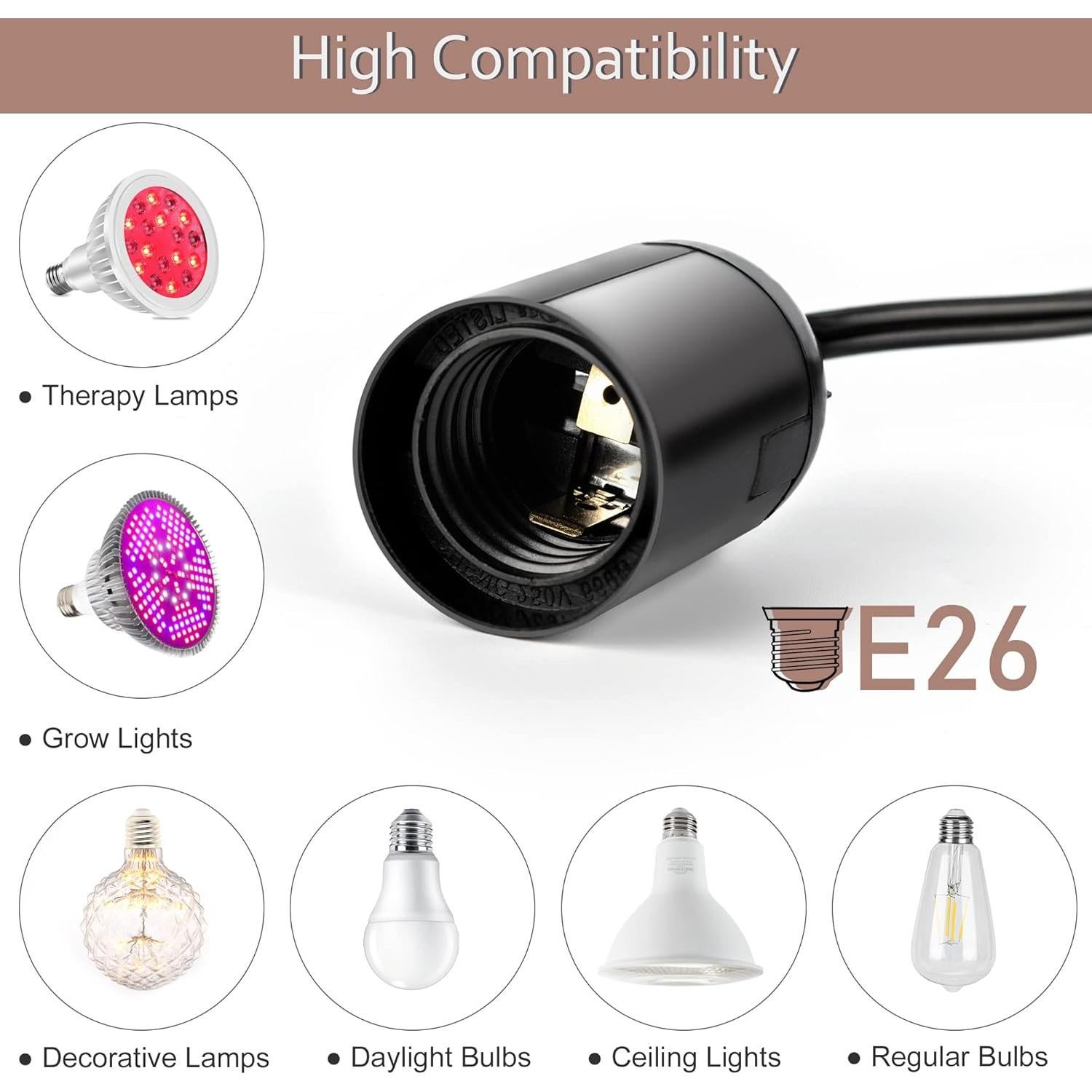 Cable de Lámpara Colgante JACKYLED 20 pies Negro E26 E27