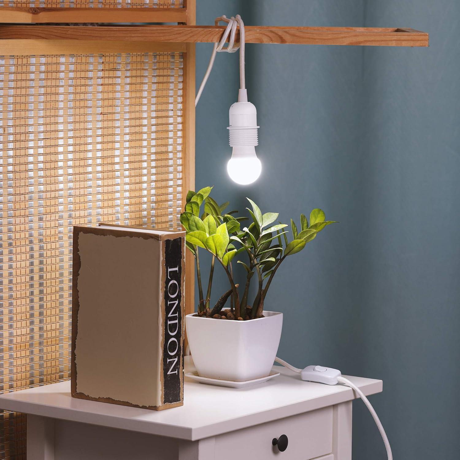 Cable de Lámpara de Techo kwmobile 6.1m E26 Blanco Tela