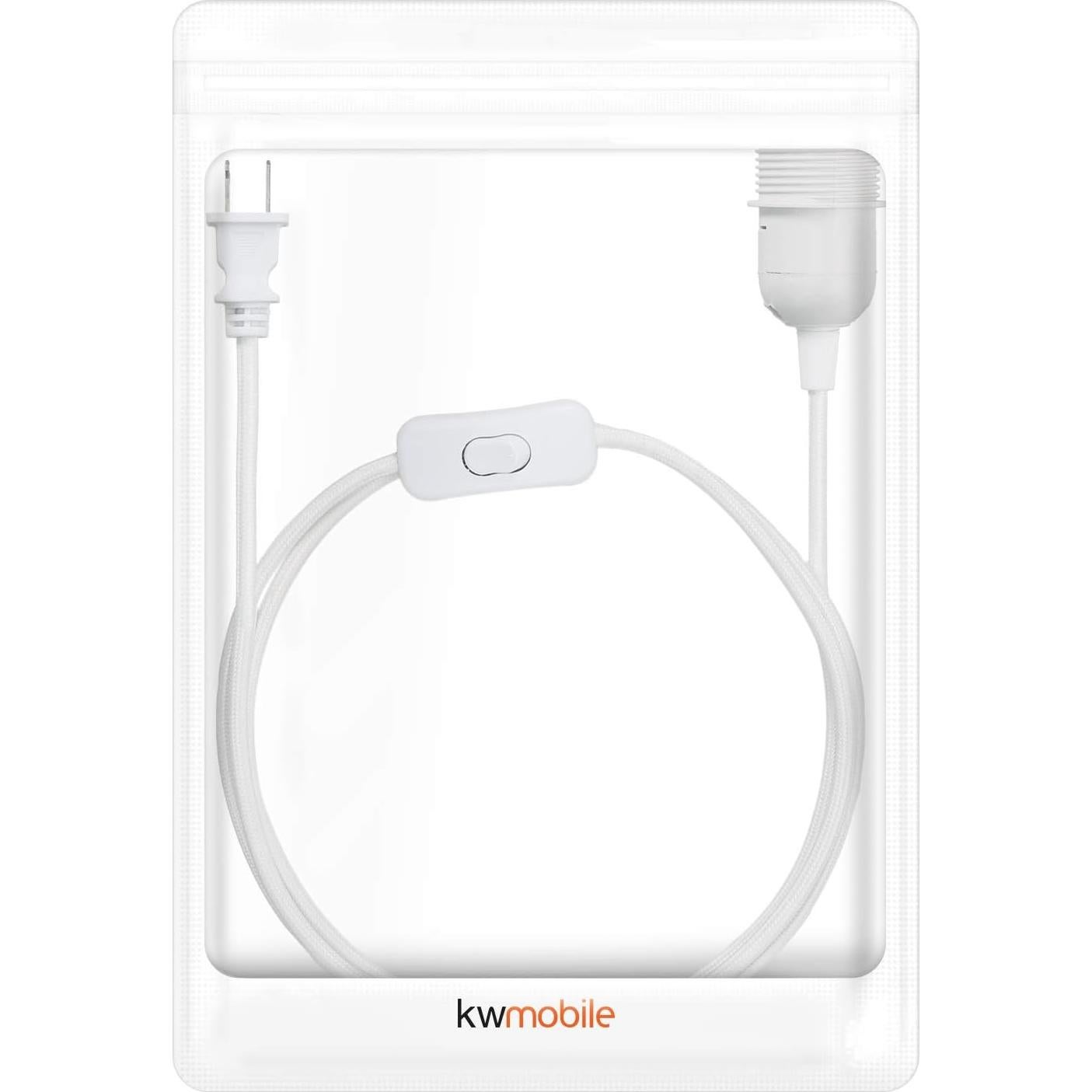 Cable de Lámpara de Techo kwmobile 6.1m E26 Blanco Tela