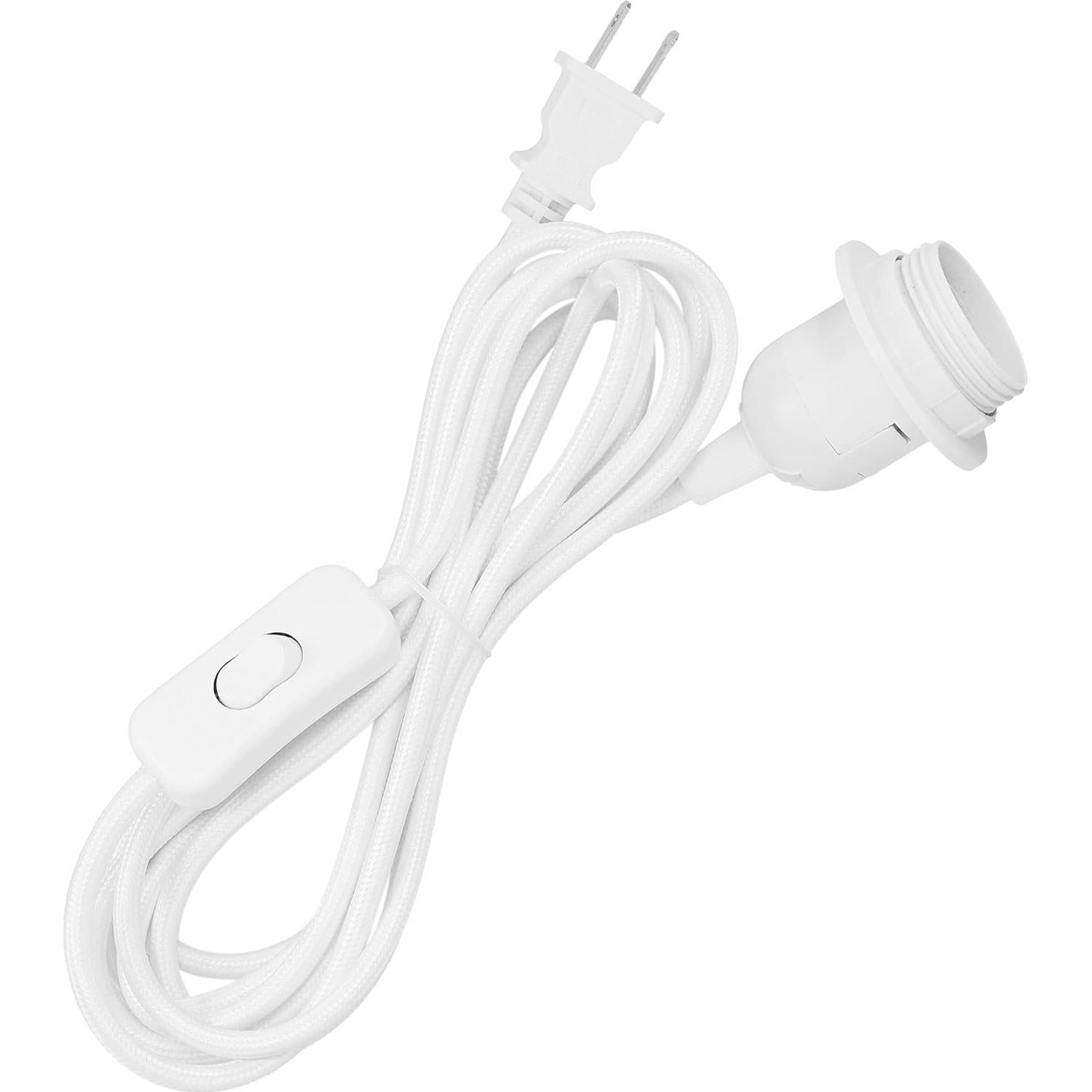 Cable de Lámpara de Techo kwmobile 6.1m E26 Blanco Tela