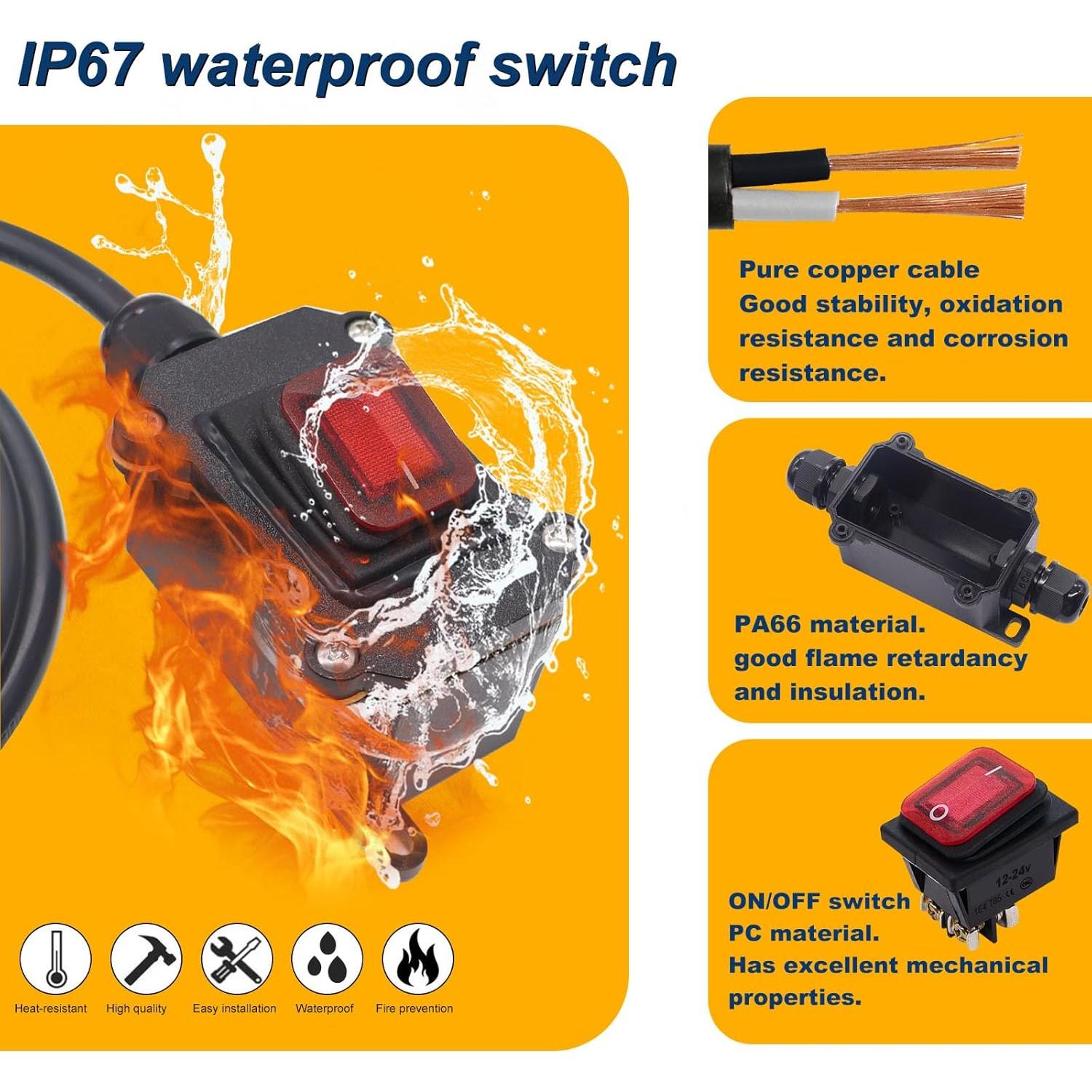 Cable de Extensión con Interruptor On/Off Weideer 1.2m IP67