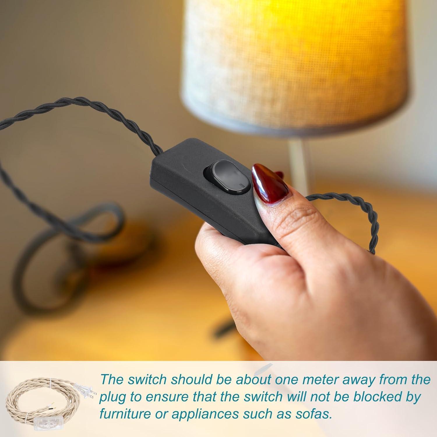 Cable de Lámpara Cubierto de Tela uxcell 2.44m Beige 18AWG