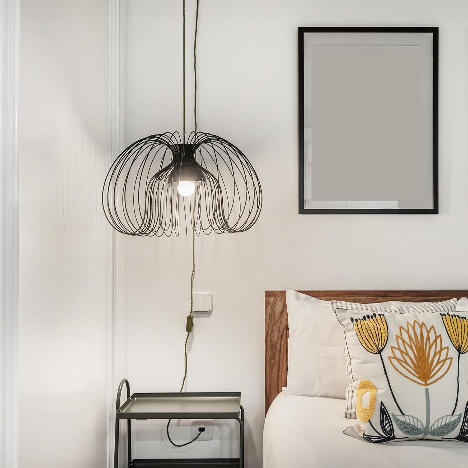 Cable de Lámpara Cubierto de Tela uxcell 2.44m Beige 18AWG