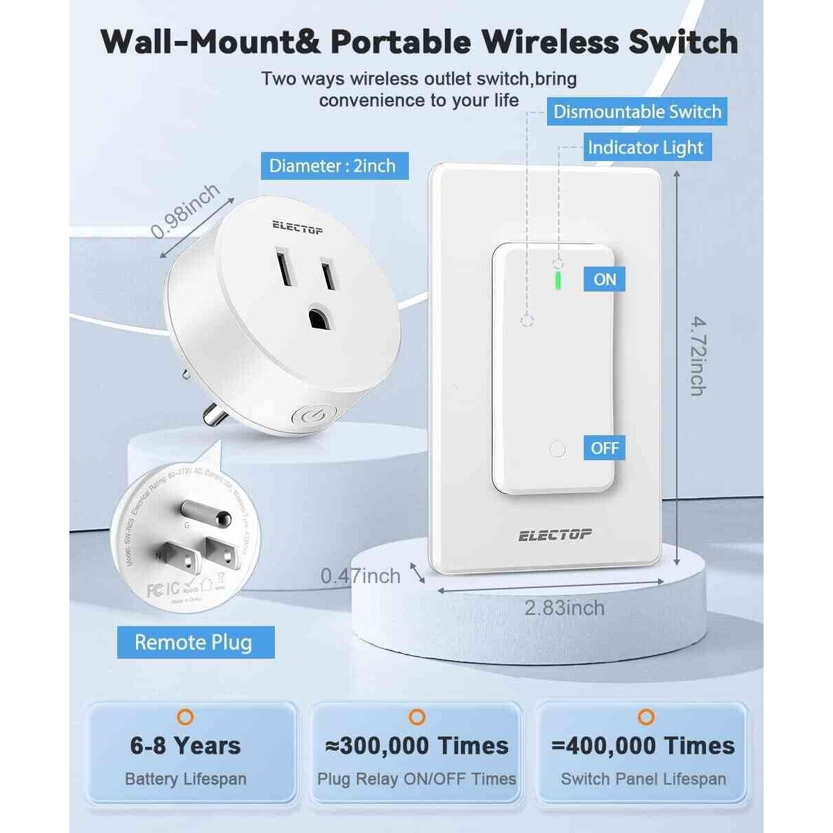 Enchufe de Control Remoto ELECTOP H-012 15A 1500W Inalámbrico