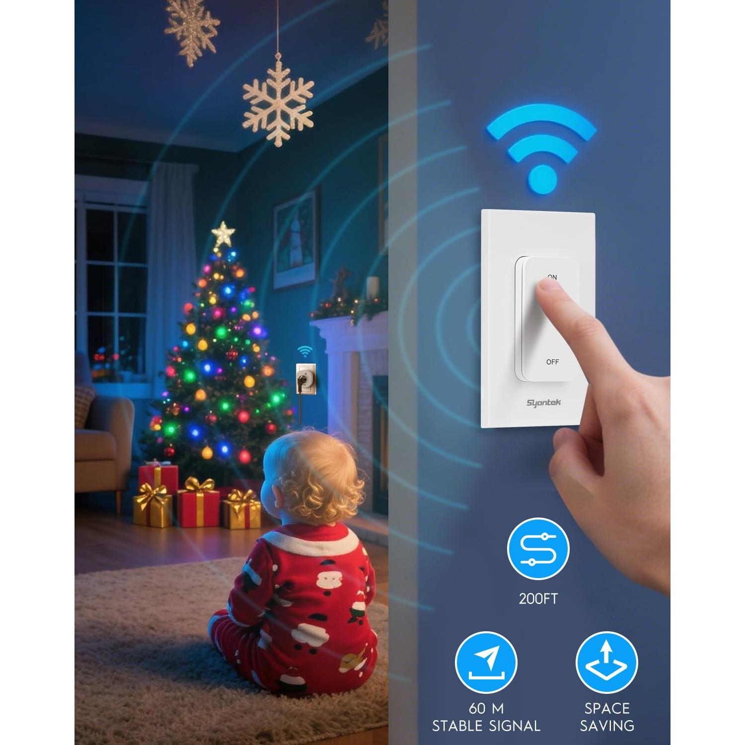 Enchufe de Control Remoto Syantek 15A 200FT Inalámbrico