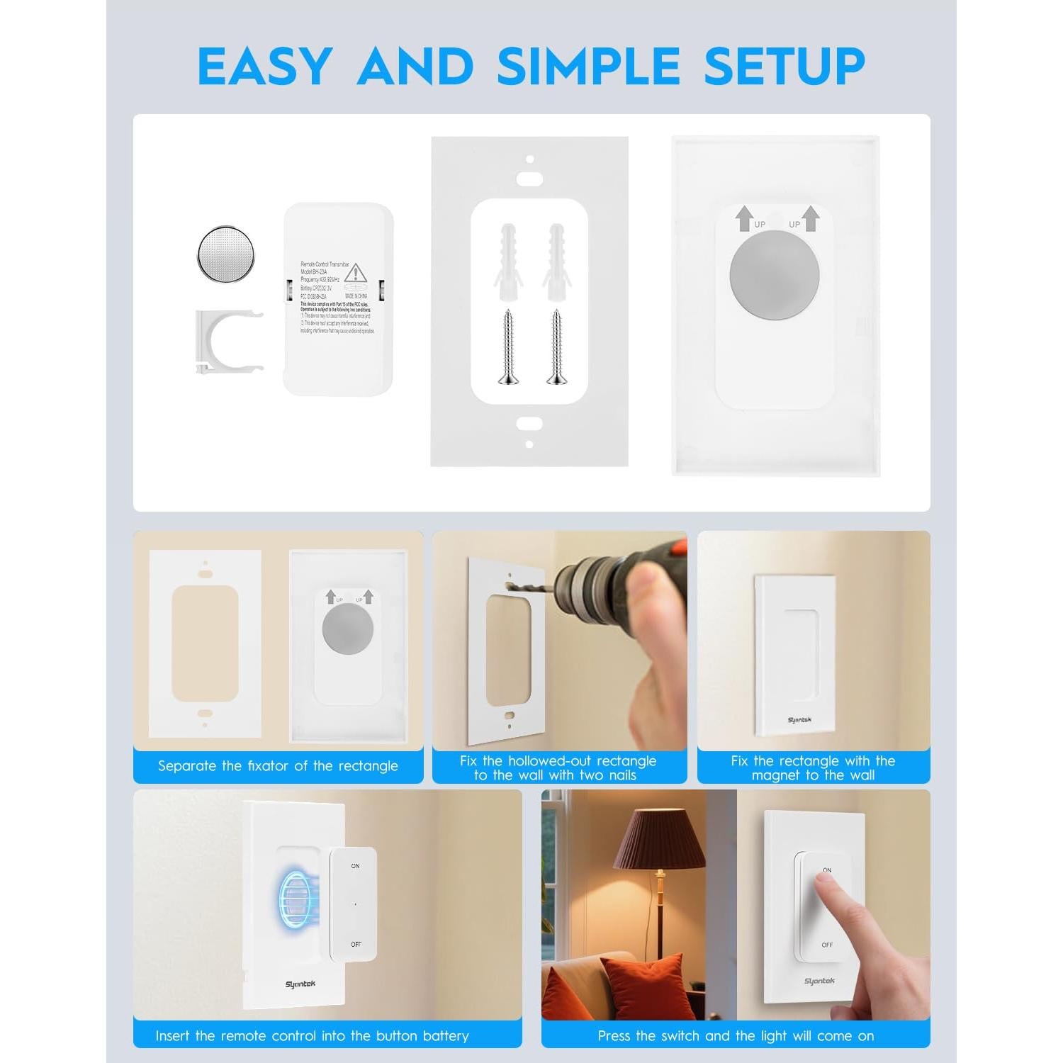 Enchufe de Control Remoto Syantek 15A 200FT Inalámbrico