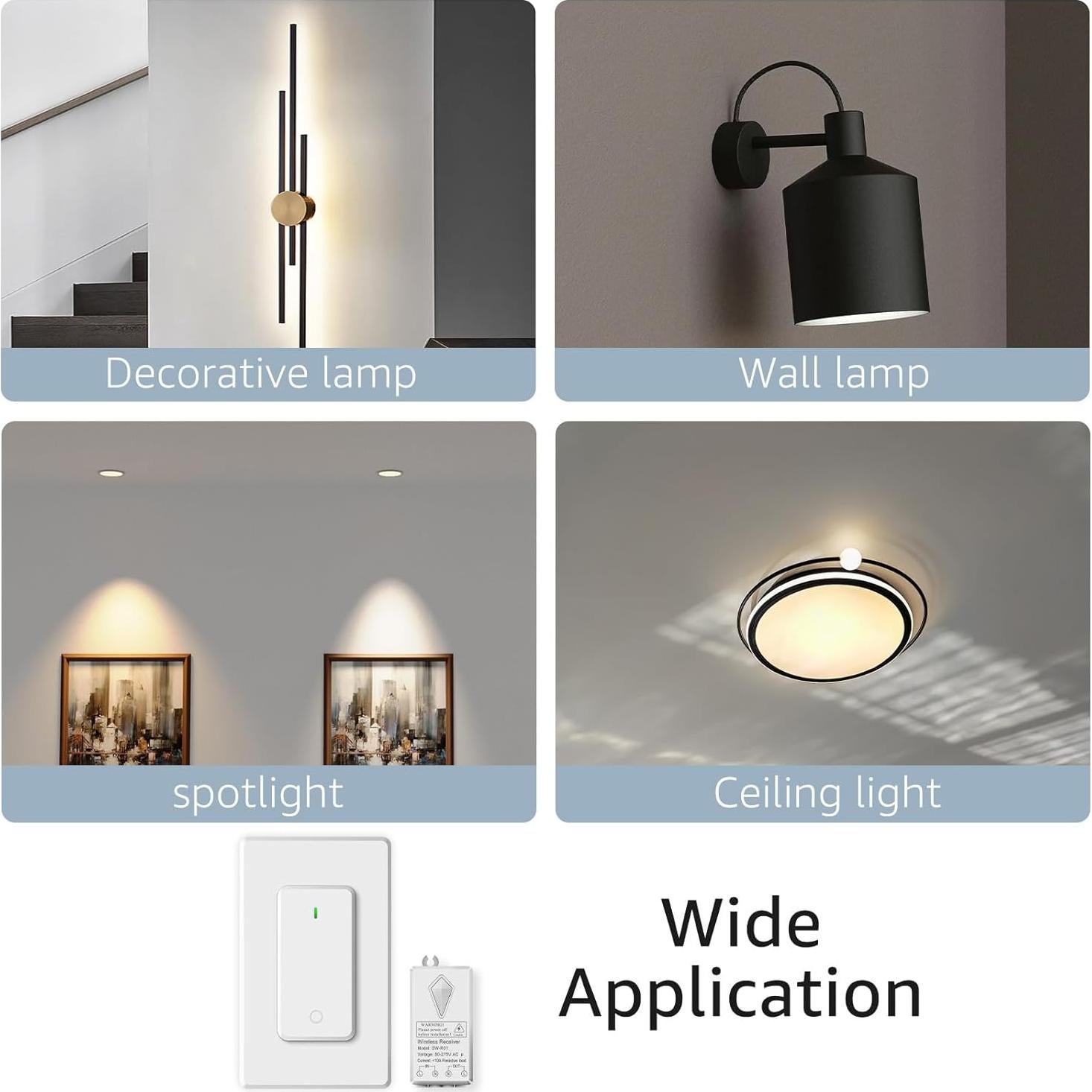 Kit Interruptor de Luz Inalámbrico NineLeaf SW-AK2 1300ft