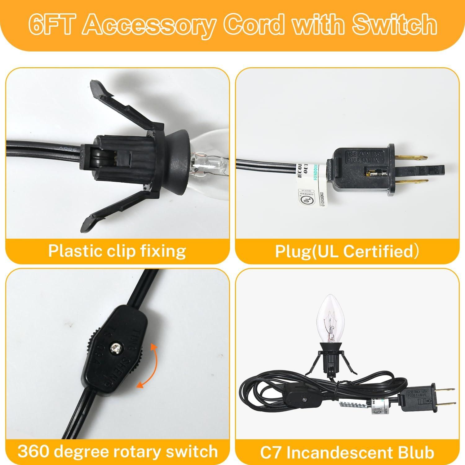 Cables de Accesorio Negro SOTOPOO con 8 Bombillas C7 1.83m