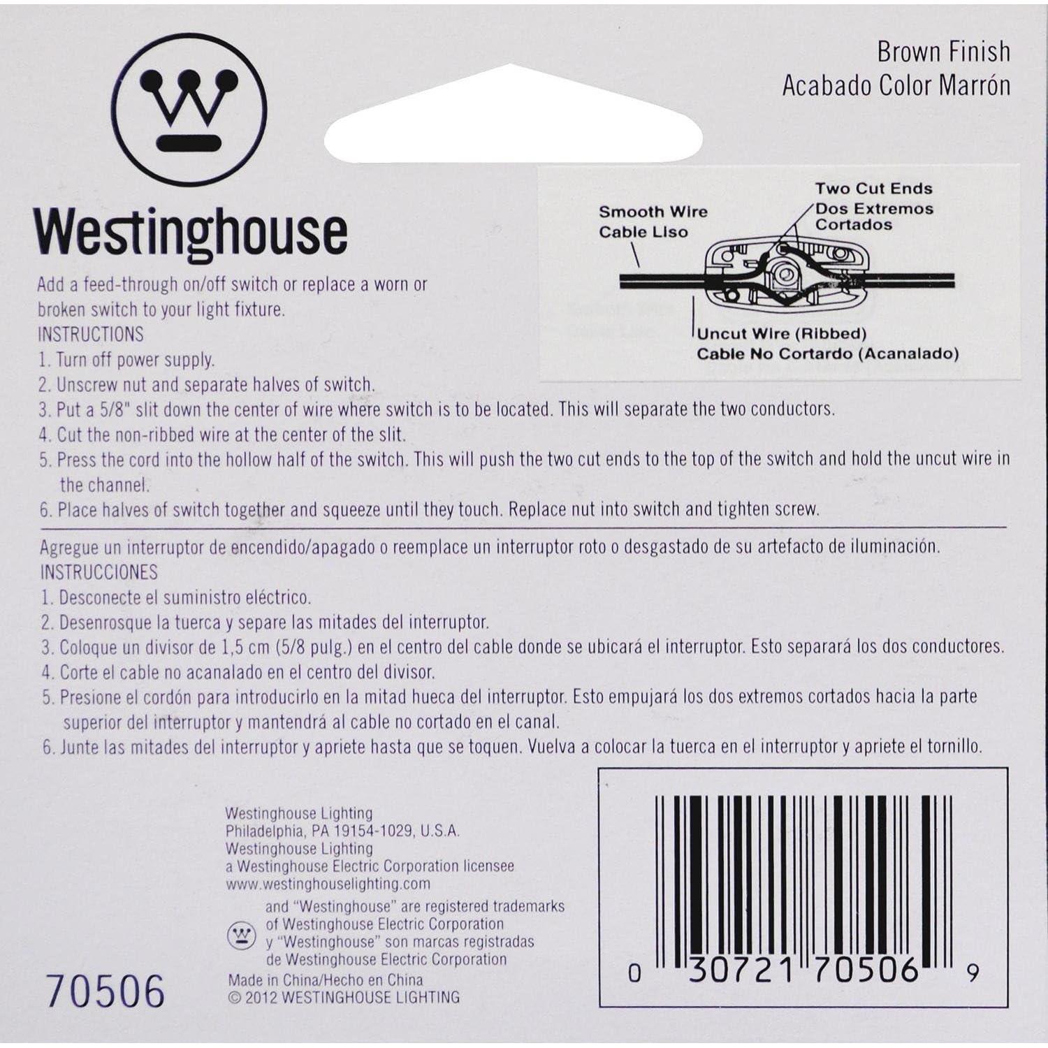 Interruptor de paso On/Off Westinghouse 7050600 Marrón 3A