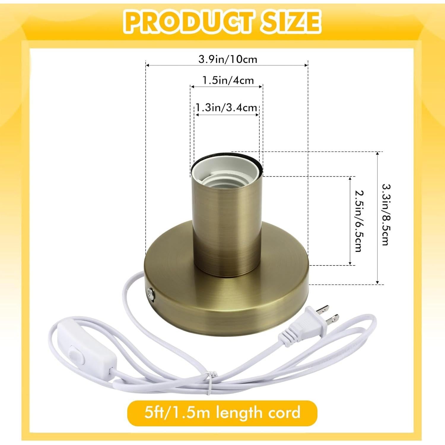 Base de Lámpara de Escritorio Tuanse 2 Pcs Metal Pulido E26 E27