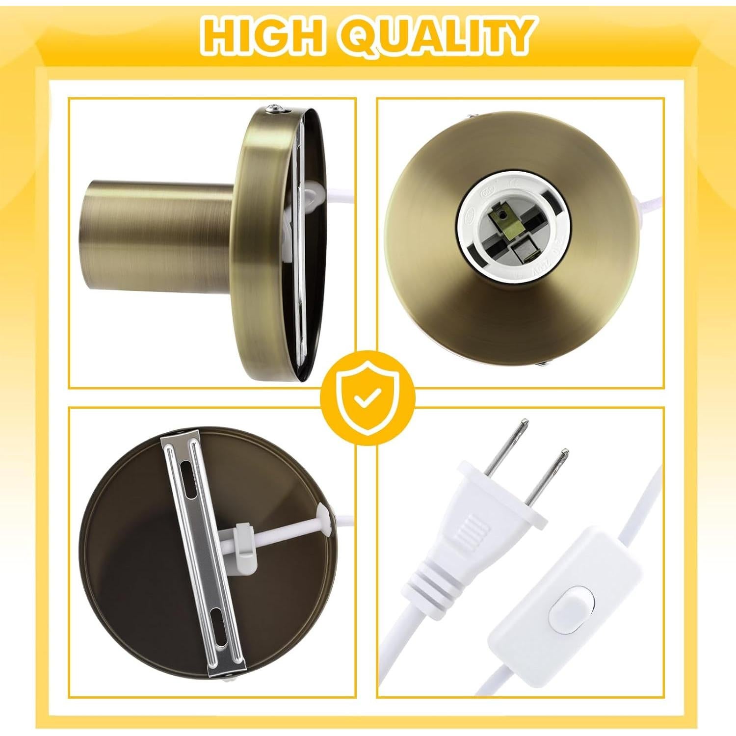 Base de Lámpara de Escritorio Tuanse 2 Pcs Metal Pulido E26 E27