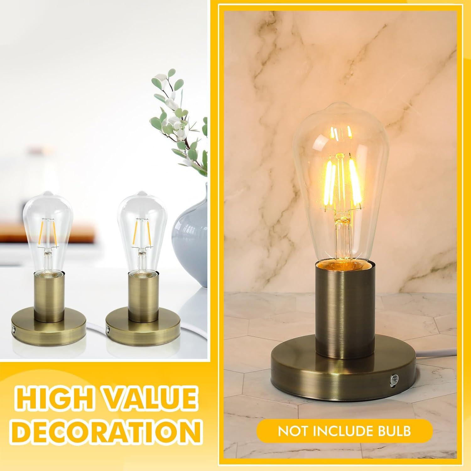 Base de Lámpara de Escritorio Tuanse 2 Pcs Metal Pulido E26 E27