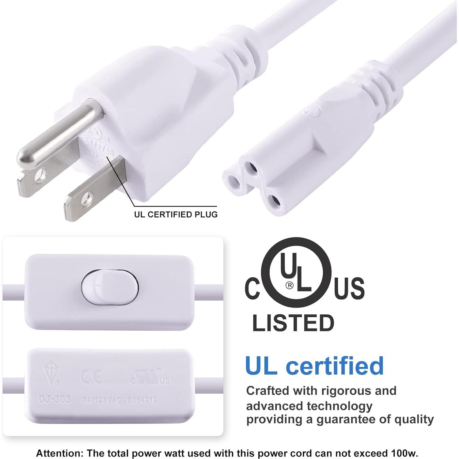 Cable de Alimentación LED T5 T8 TRLIFE 1.83m con Interruptor - 4 Paquete