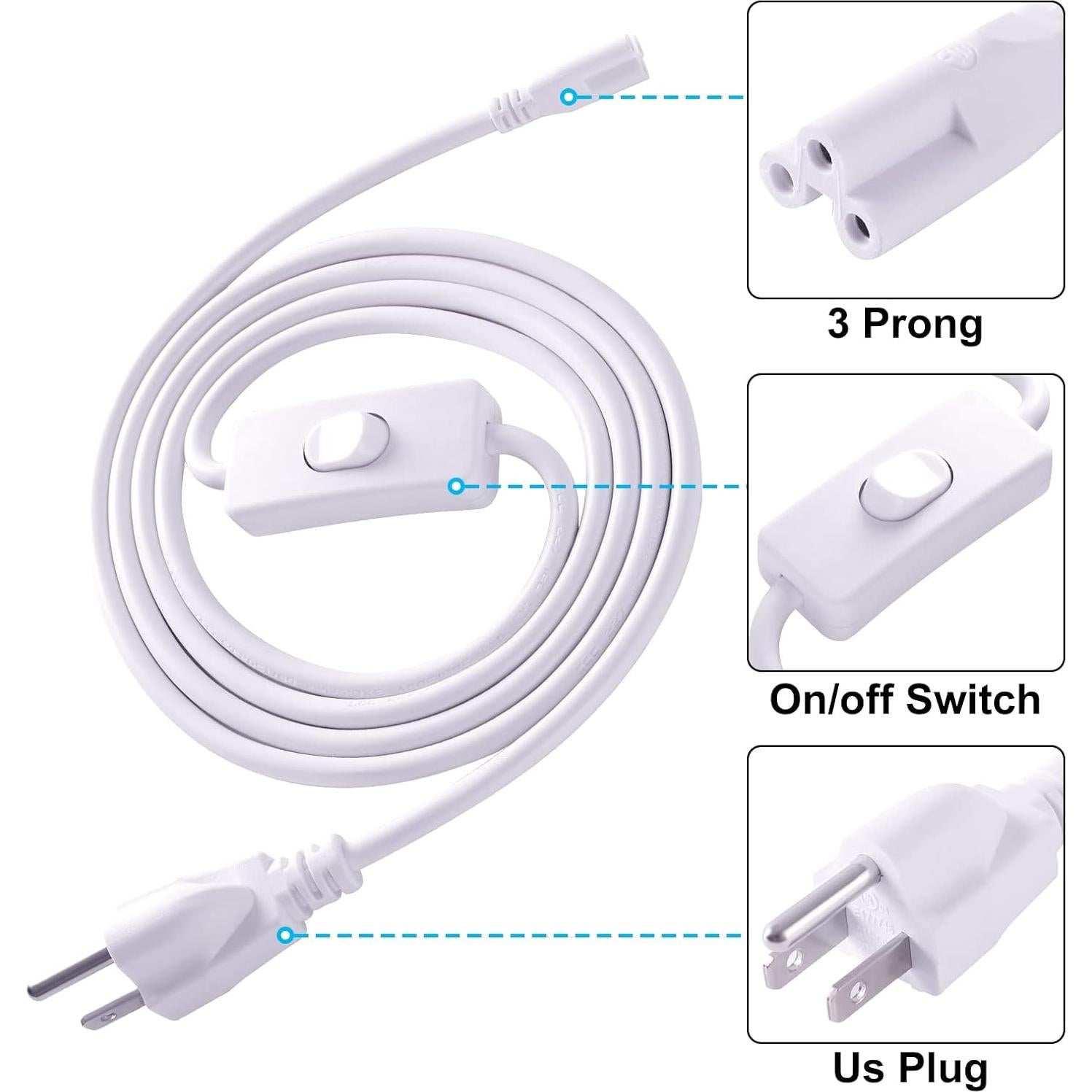 Cable de Alimentación LED T5 T8 TRLIFE 1.83m con Interruptor - 4 Paquete