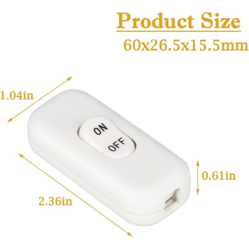 Interruptor de Cable Inline On/Off 2PCS Zo.Yehaa Blanco