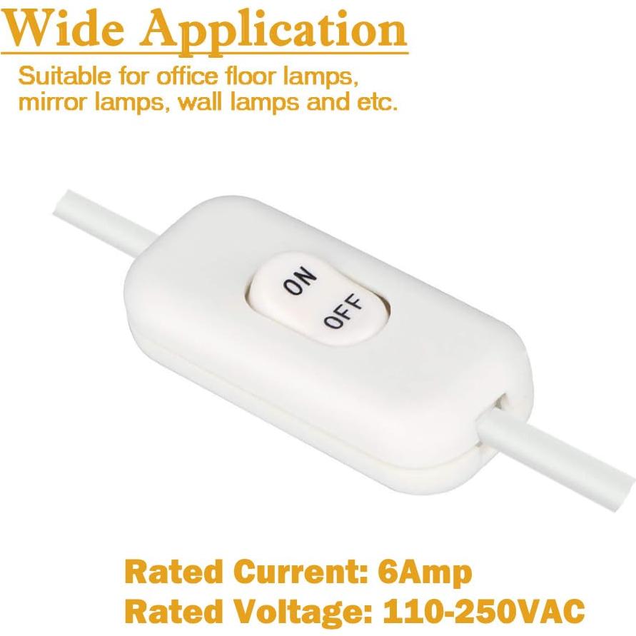 Interruptor de Cable Inline On/Off 2PCS Zo.Yehaa Blanco