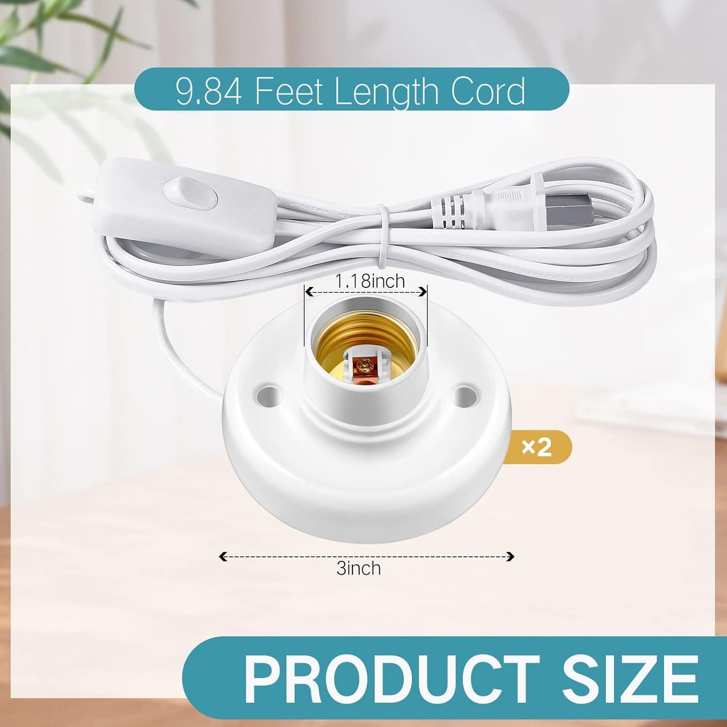 Portalámpara con Cable Yexiya E26/E27 2 Pcs 3.03 cm 9.84 ft