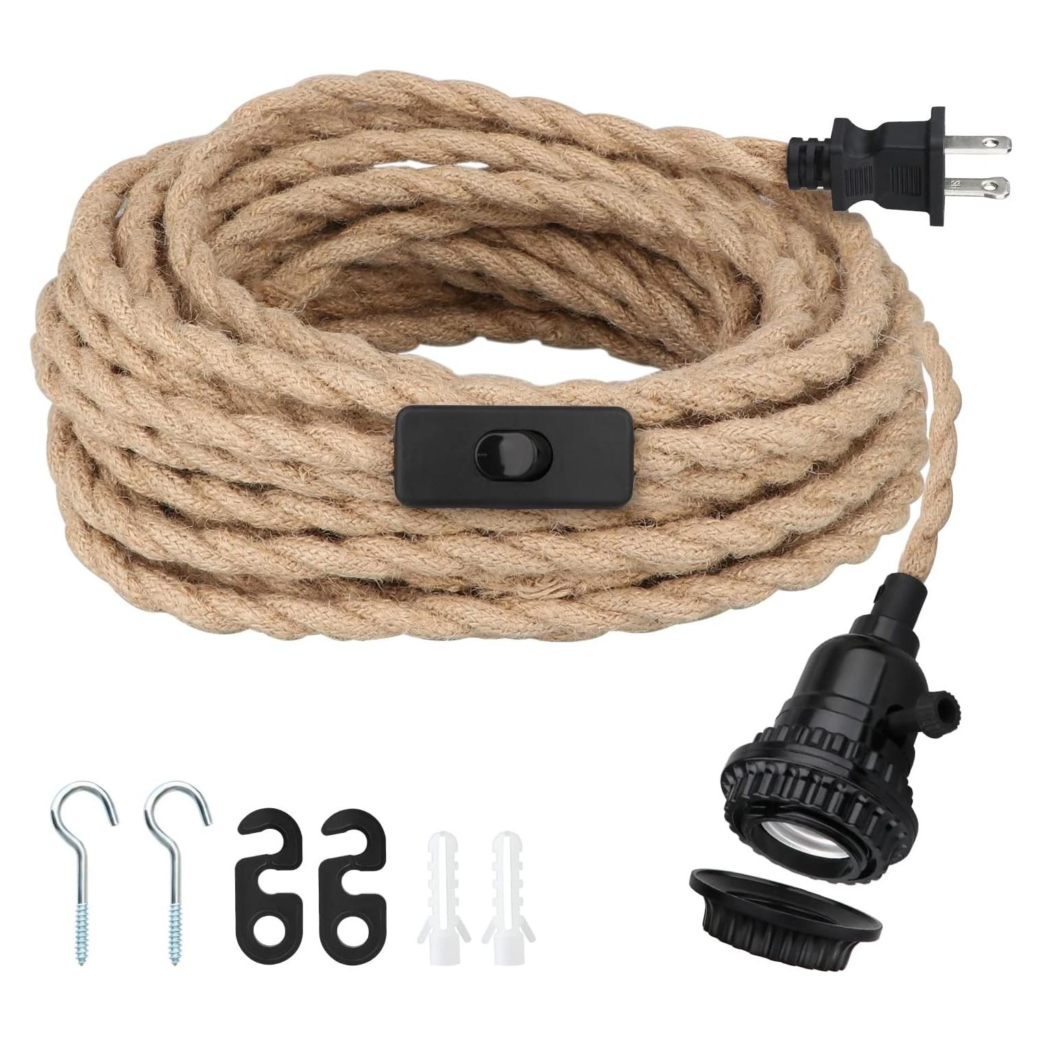 Kit de Luz Colgante 5m Zevnico E26 con Interruptor y Ganchos