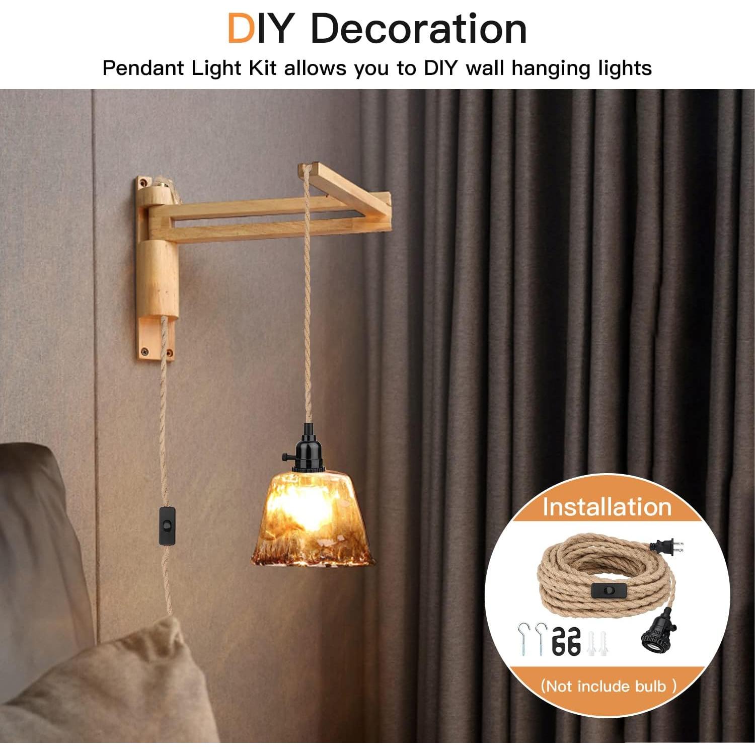 Kit de Luz Colgante 5m Zevnico E26 con Interruptor y Ganchos