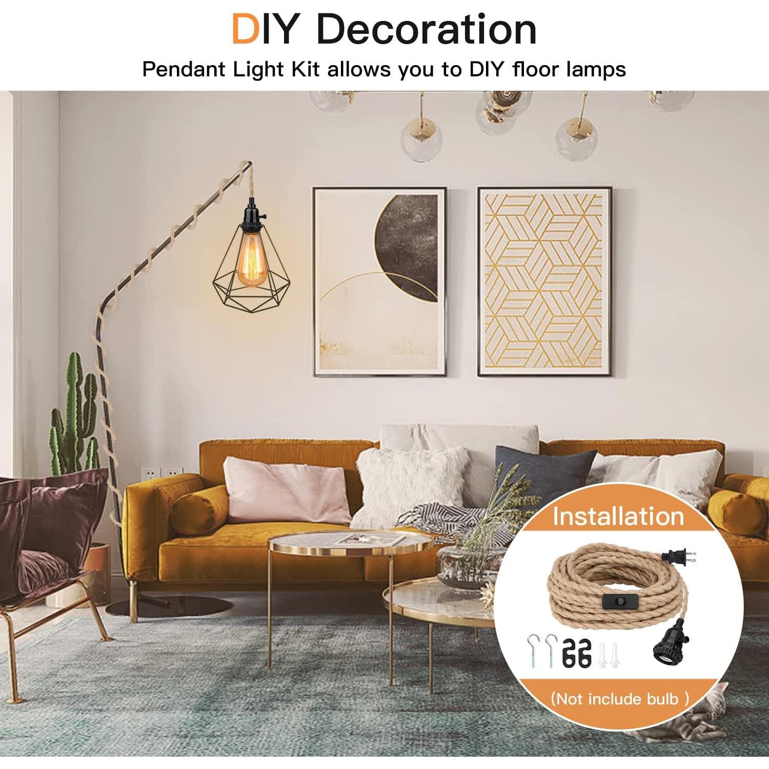 Kit de Luz Colgante 5m Zevnico E26 con Interruptor y Ganchos