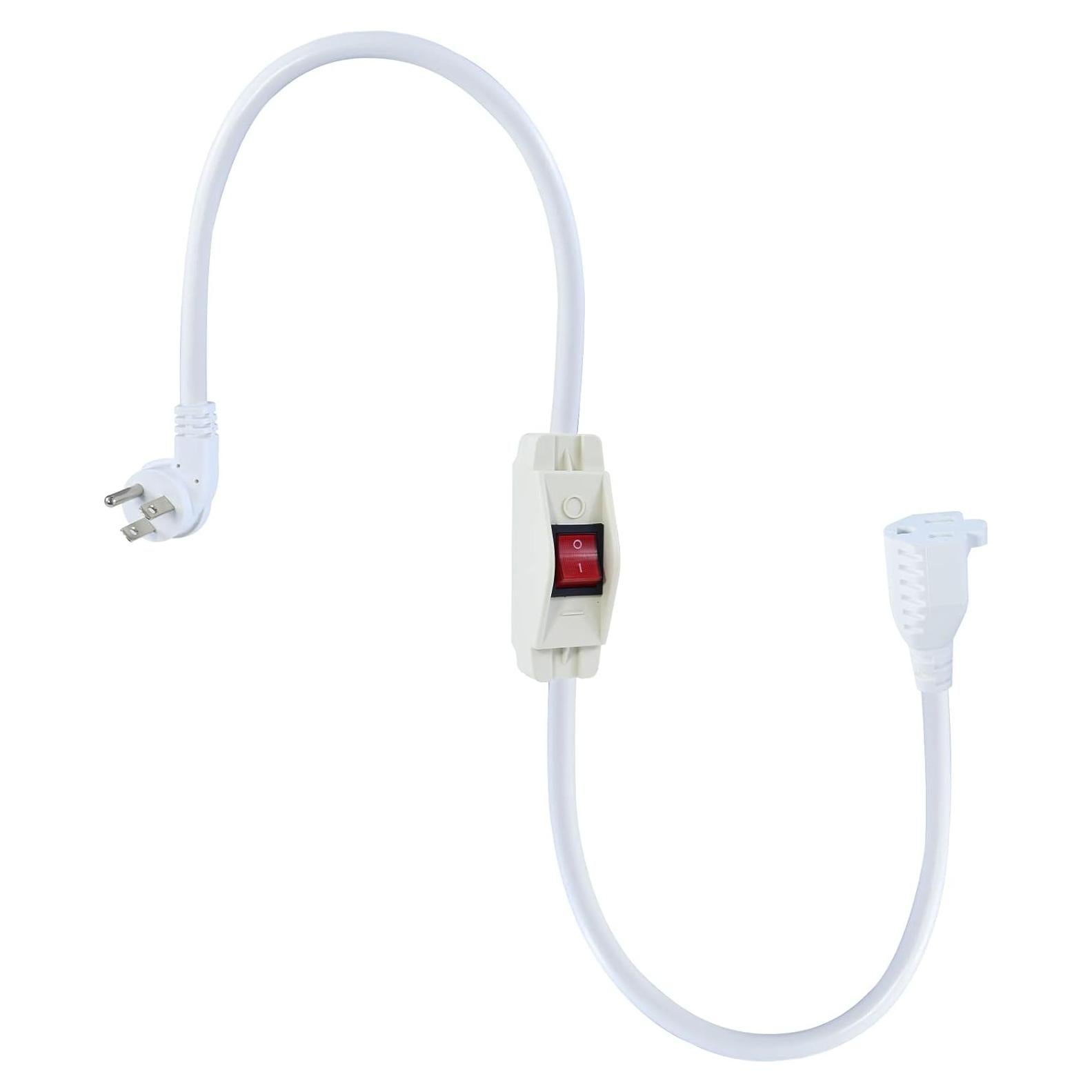 Cable de Extensión Corto SJTW 2FT con Interruptor Blanco 15A