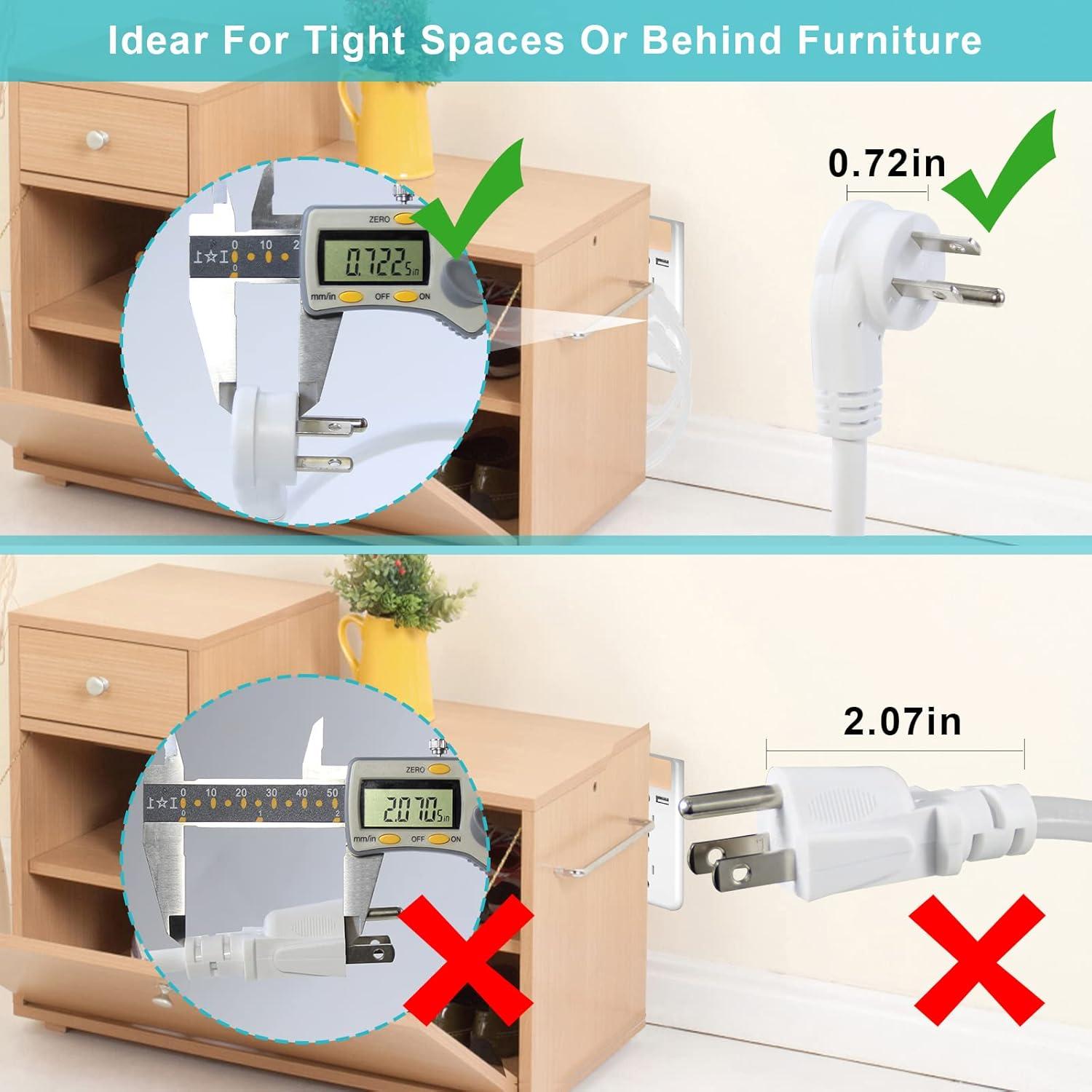 Cable de Extensión Corto SJTW 2FT con Interruptor Blanco 15A