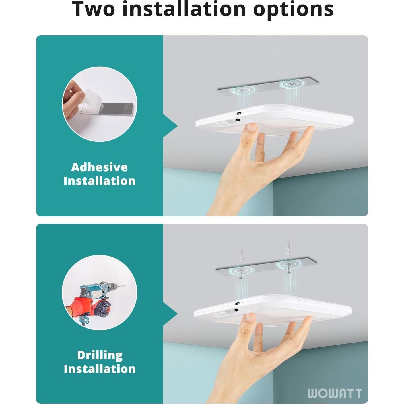 Luz de Techo Recargable Inalámbrica Wowatt 2 Pcs con Sensor